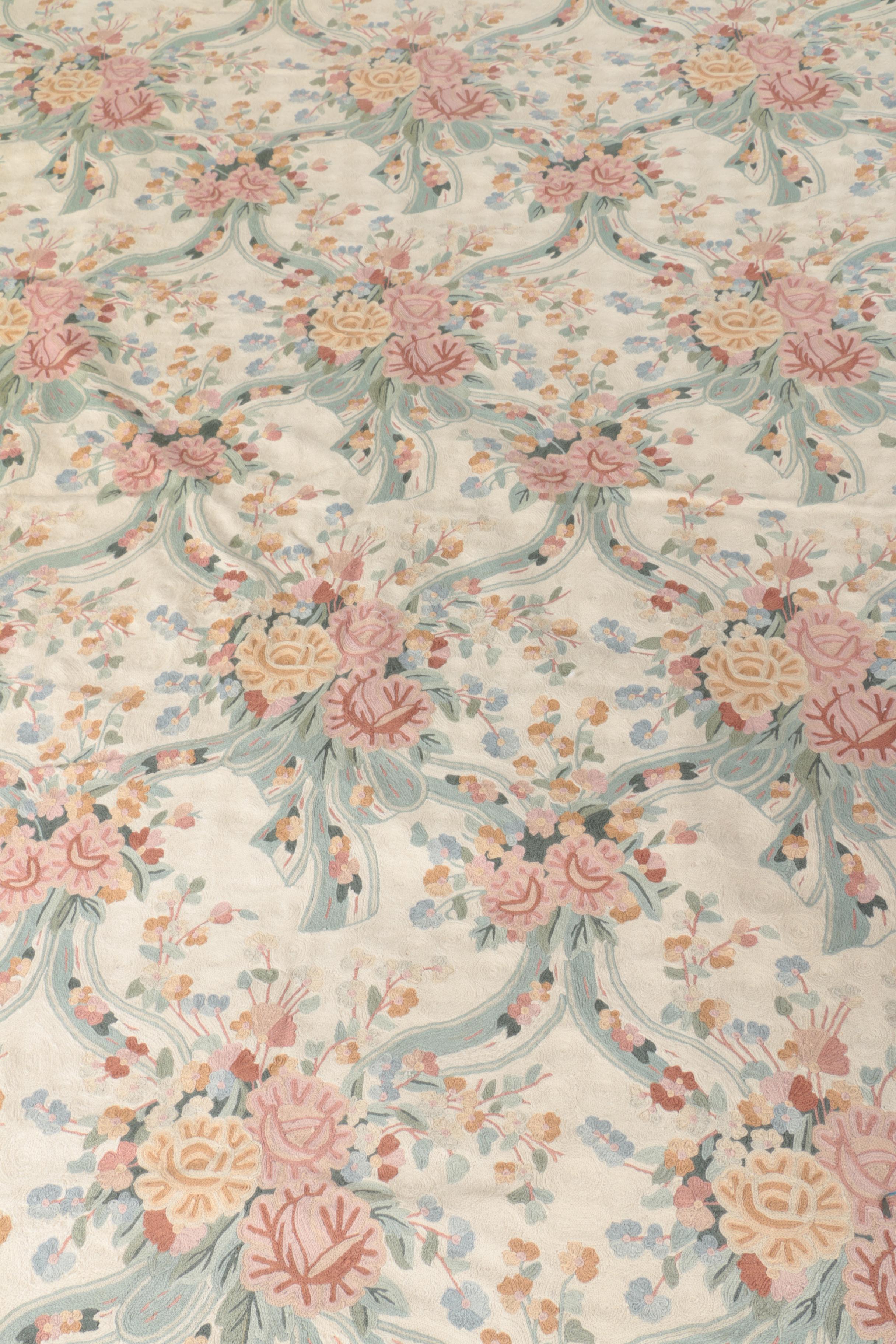 Hand Woven Indian Bill Blass "Raphael Rose" Area Rug