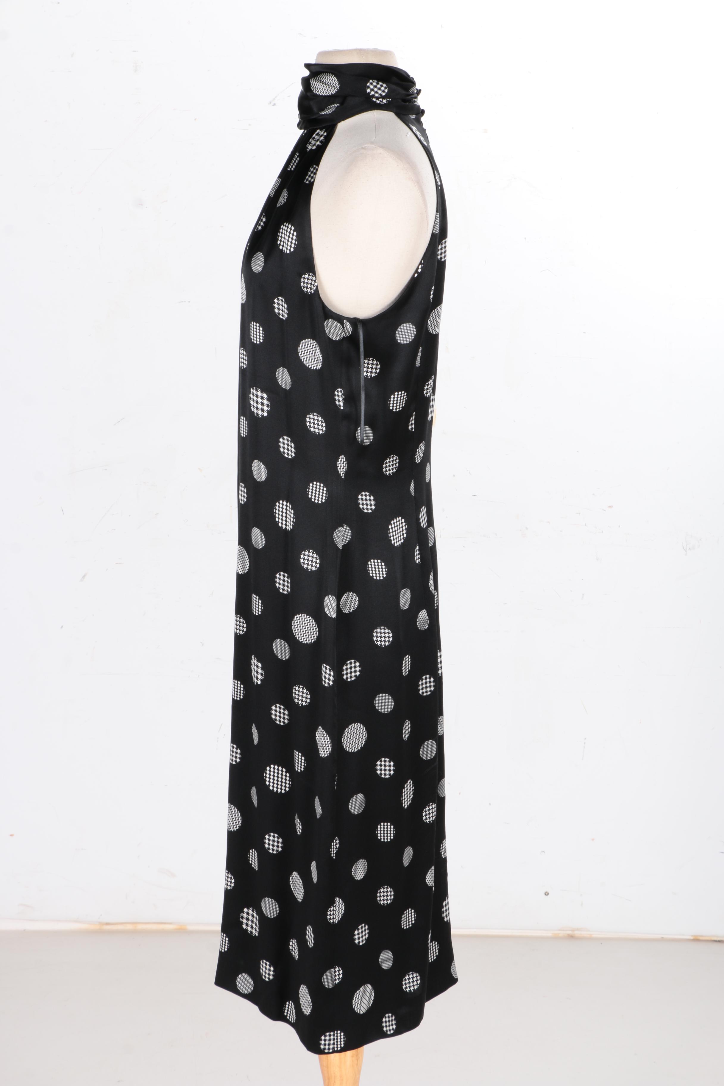 Escada Sleevless Silk Polka-Dot Dress with Ruched Collar