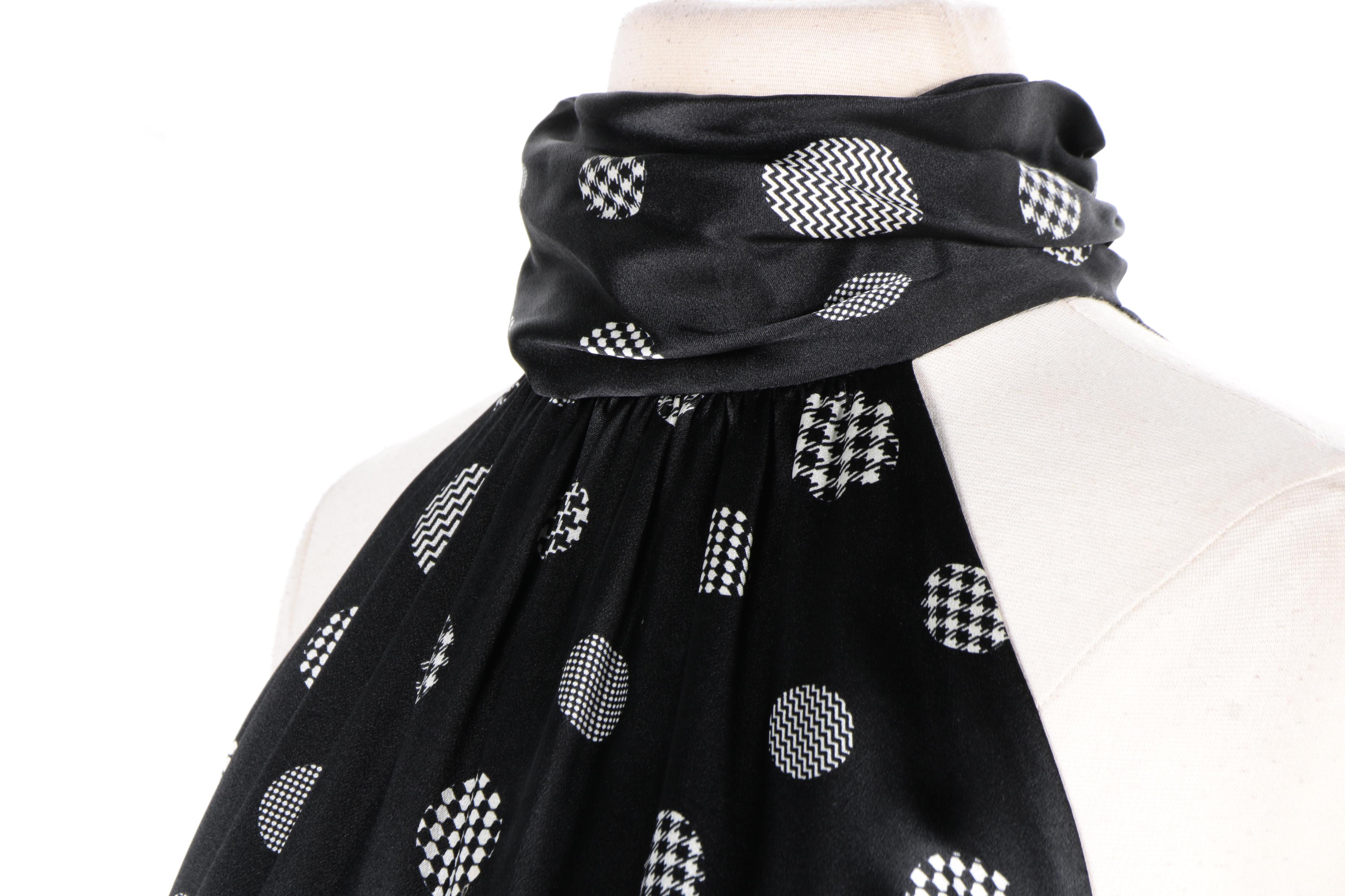 Escada Sleevless Silk Polka-Dot Dress with Ruched Collar