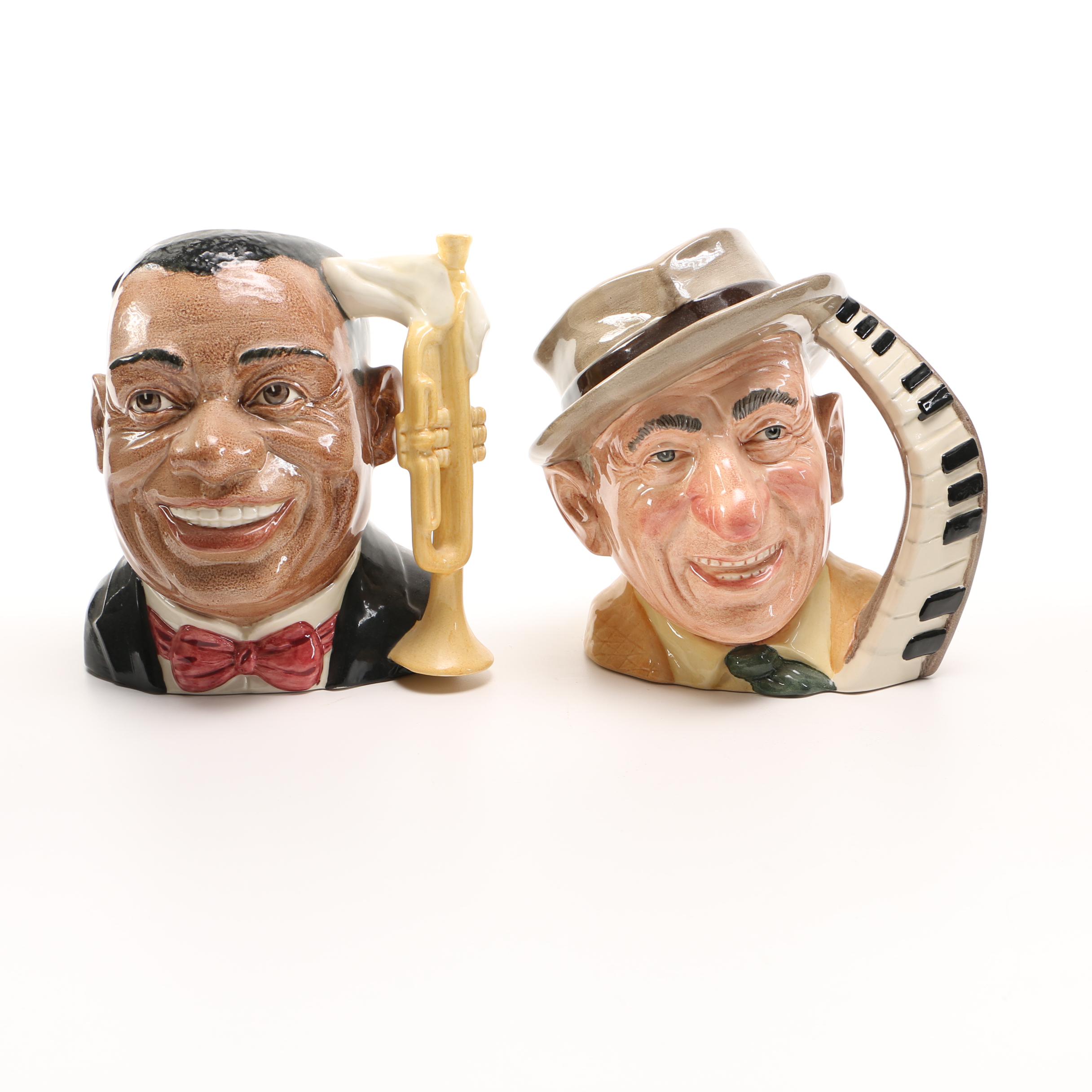 Louis Armstrong and Jimmy Durante Royal Doulton Toby Mugs