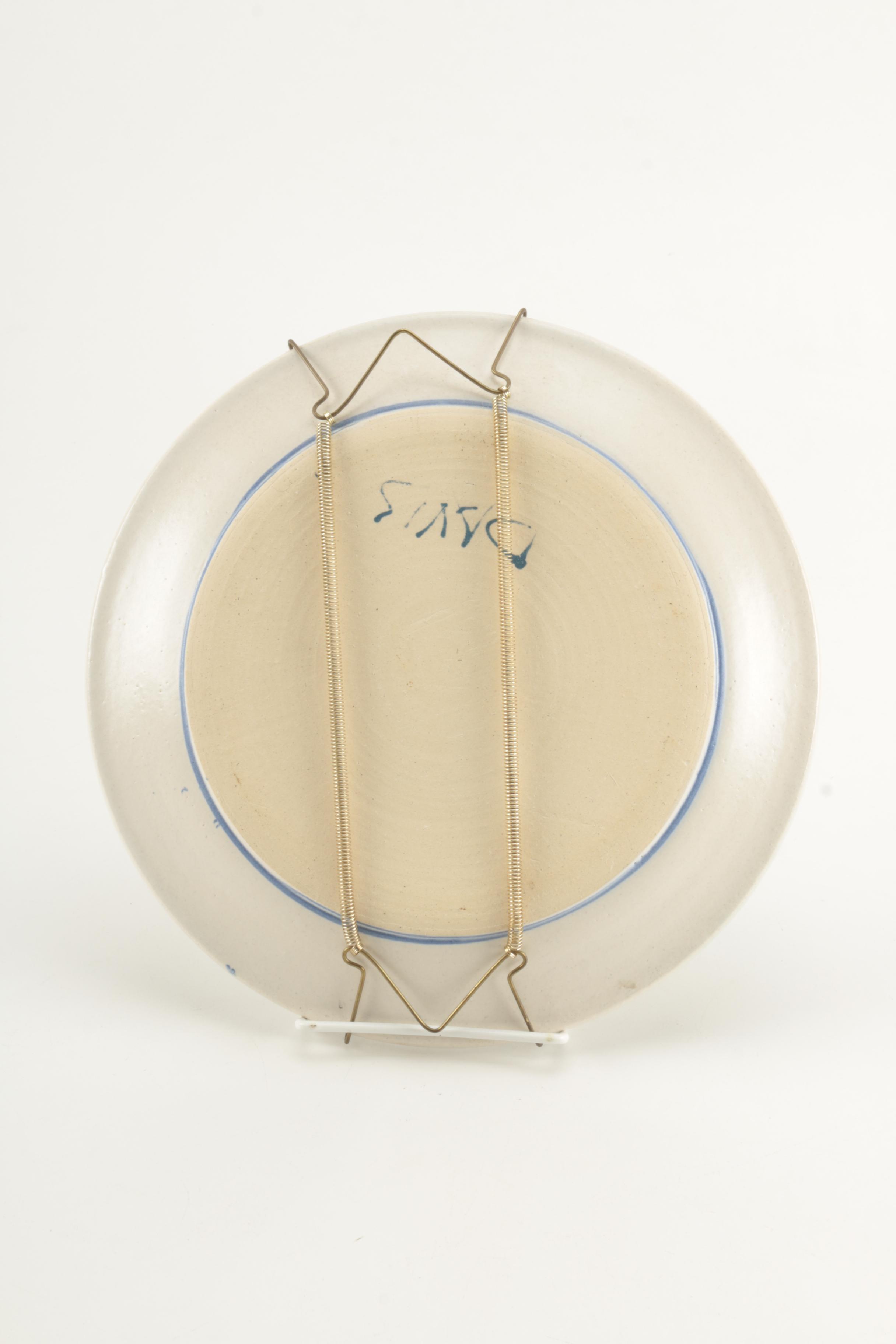 Blue and White Cat Themed Decorative Pottery by Davis