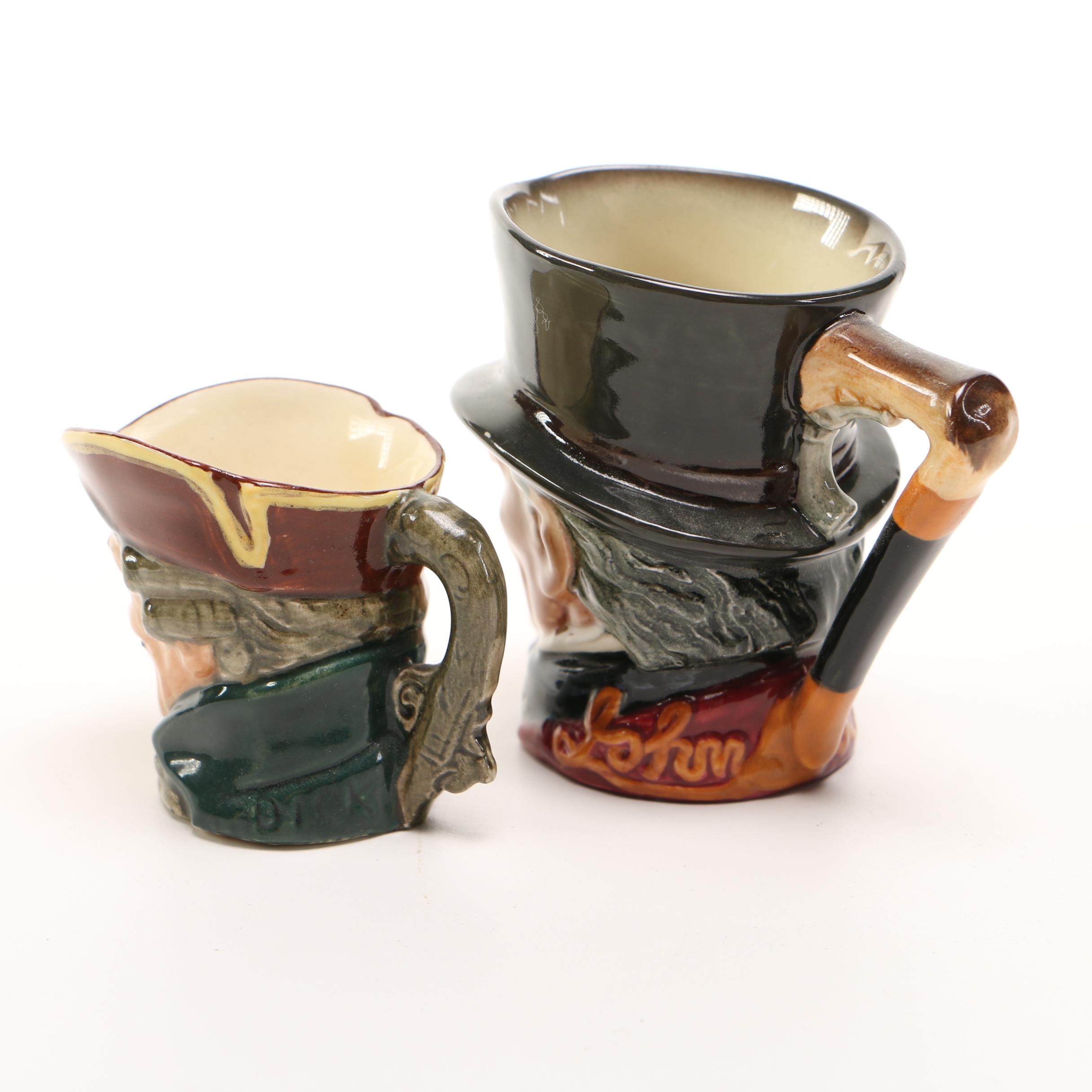 Collection of Figural Cups Including Royal Doulton Toby Mugs