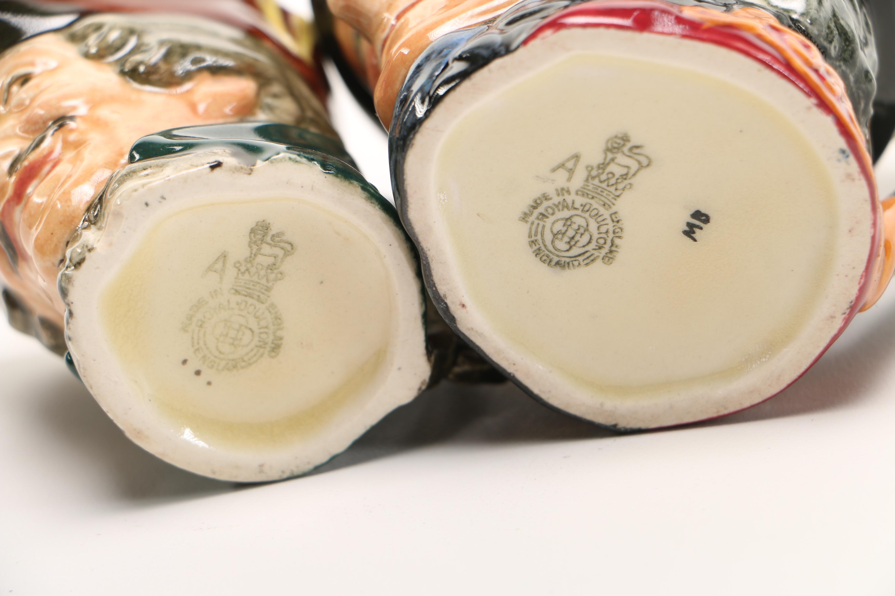 Collection of Figural Cups Including Royal Doulton Toby Mugs