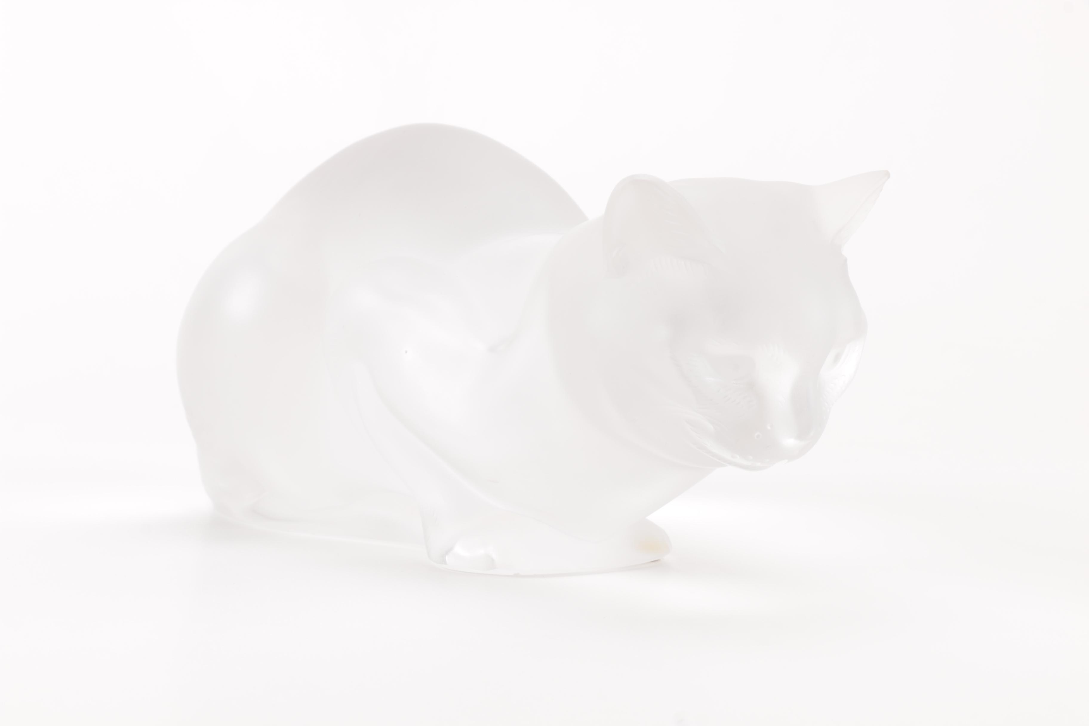 Pair of Frosted Glass Cat Figurines