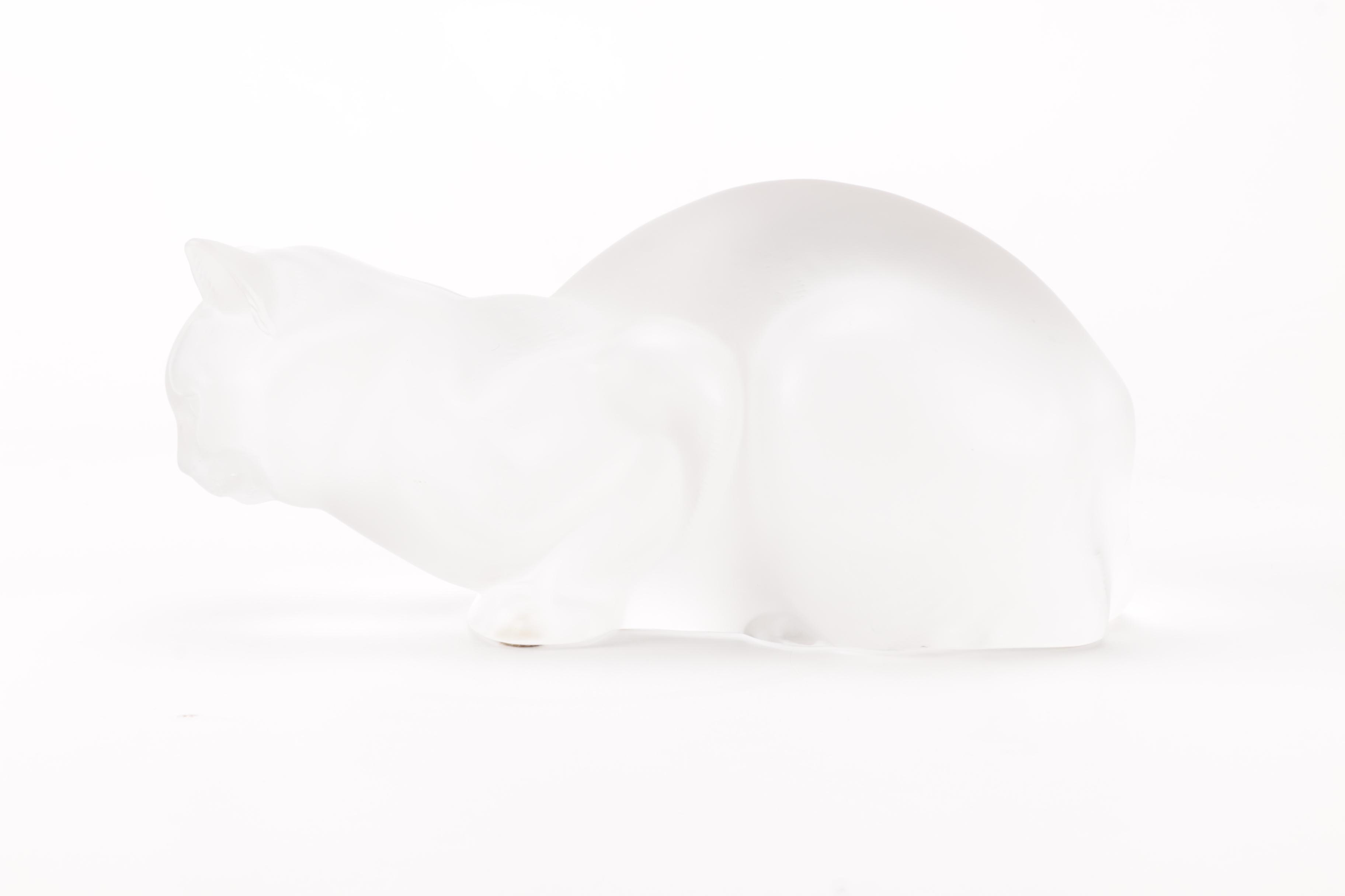 Pair of Frosted Glass Cat Figurines