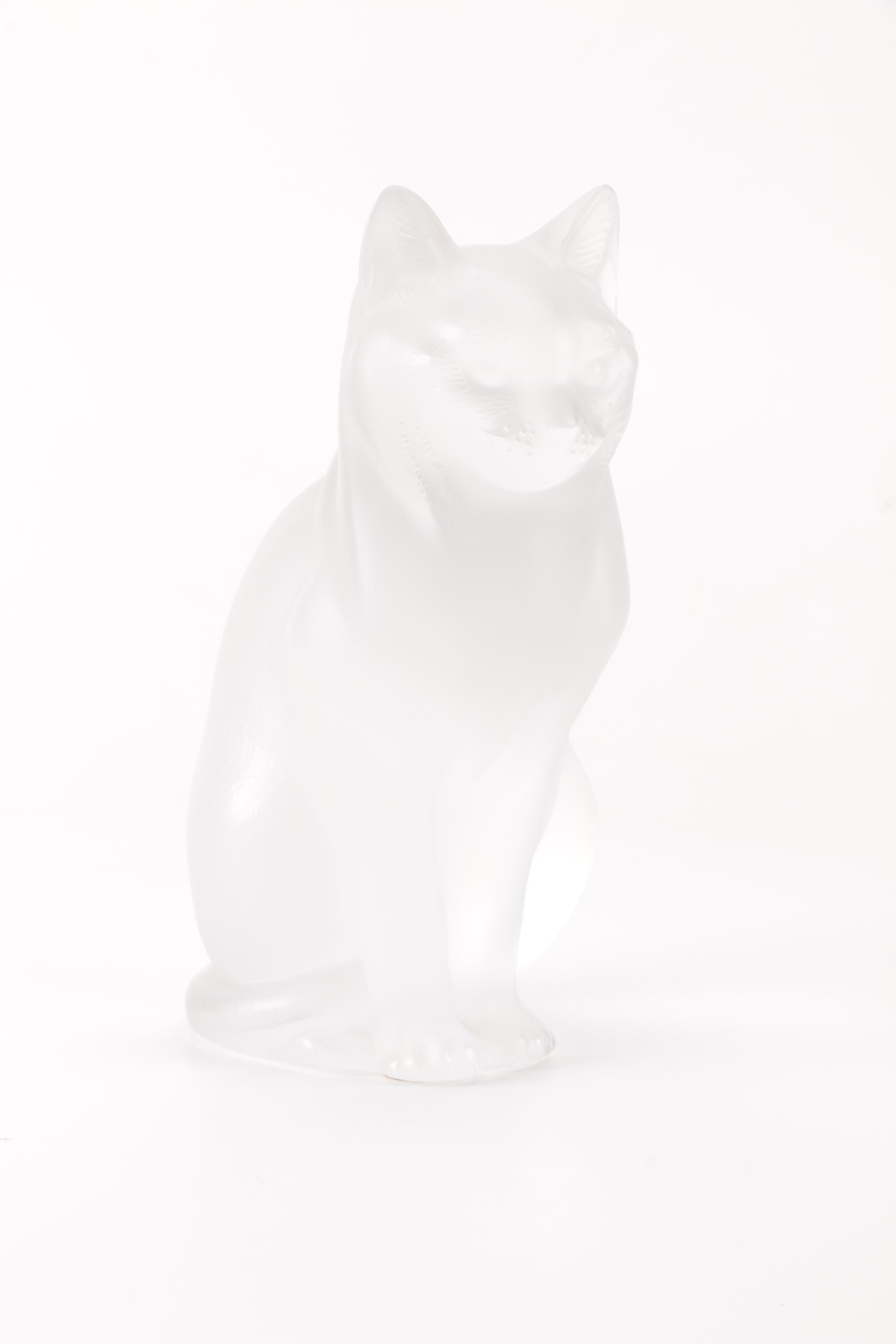 Pair of Frosted Glass Cat Figurines