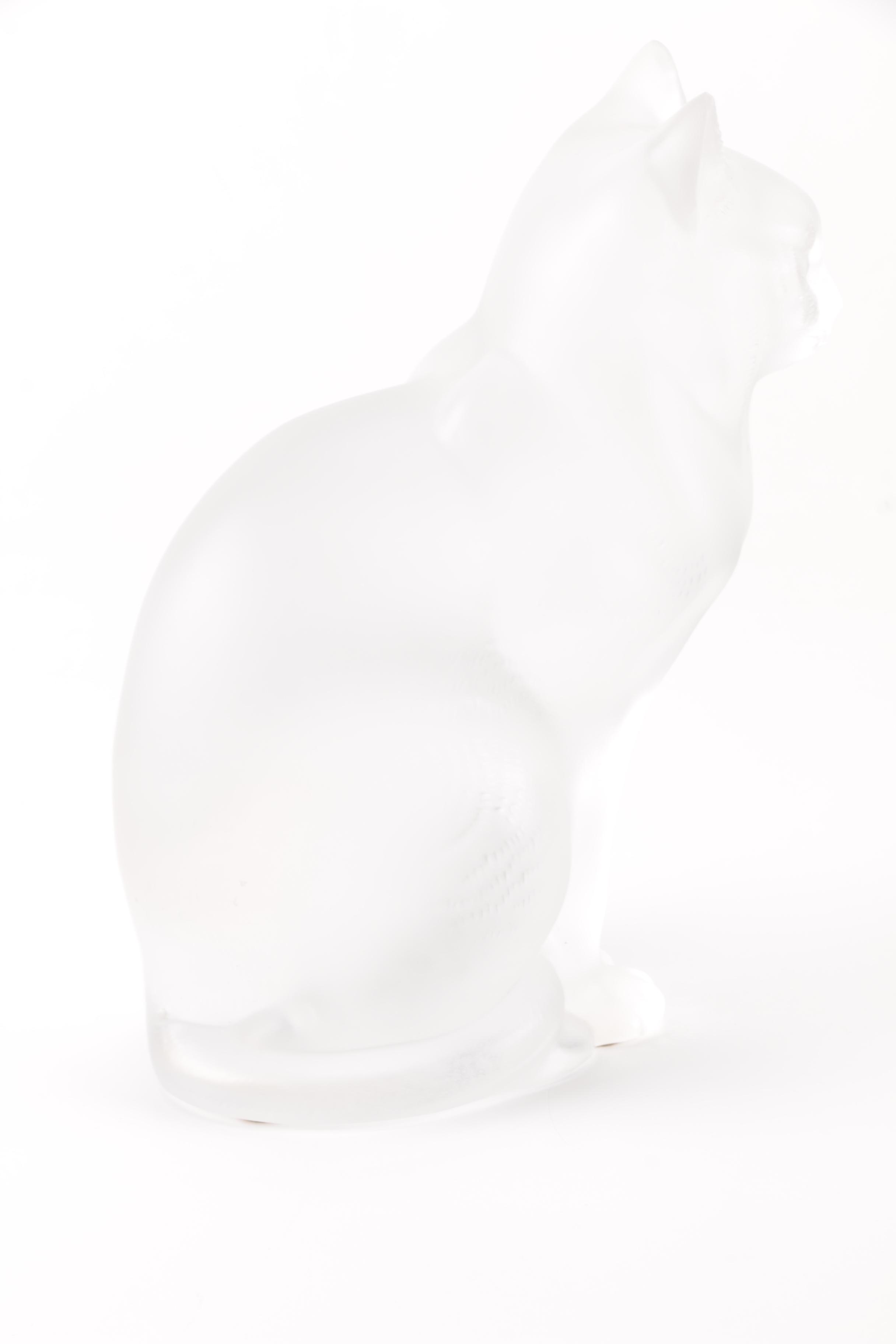 Pair of Frosted Glass Cat Figurines