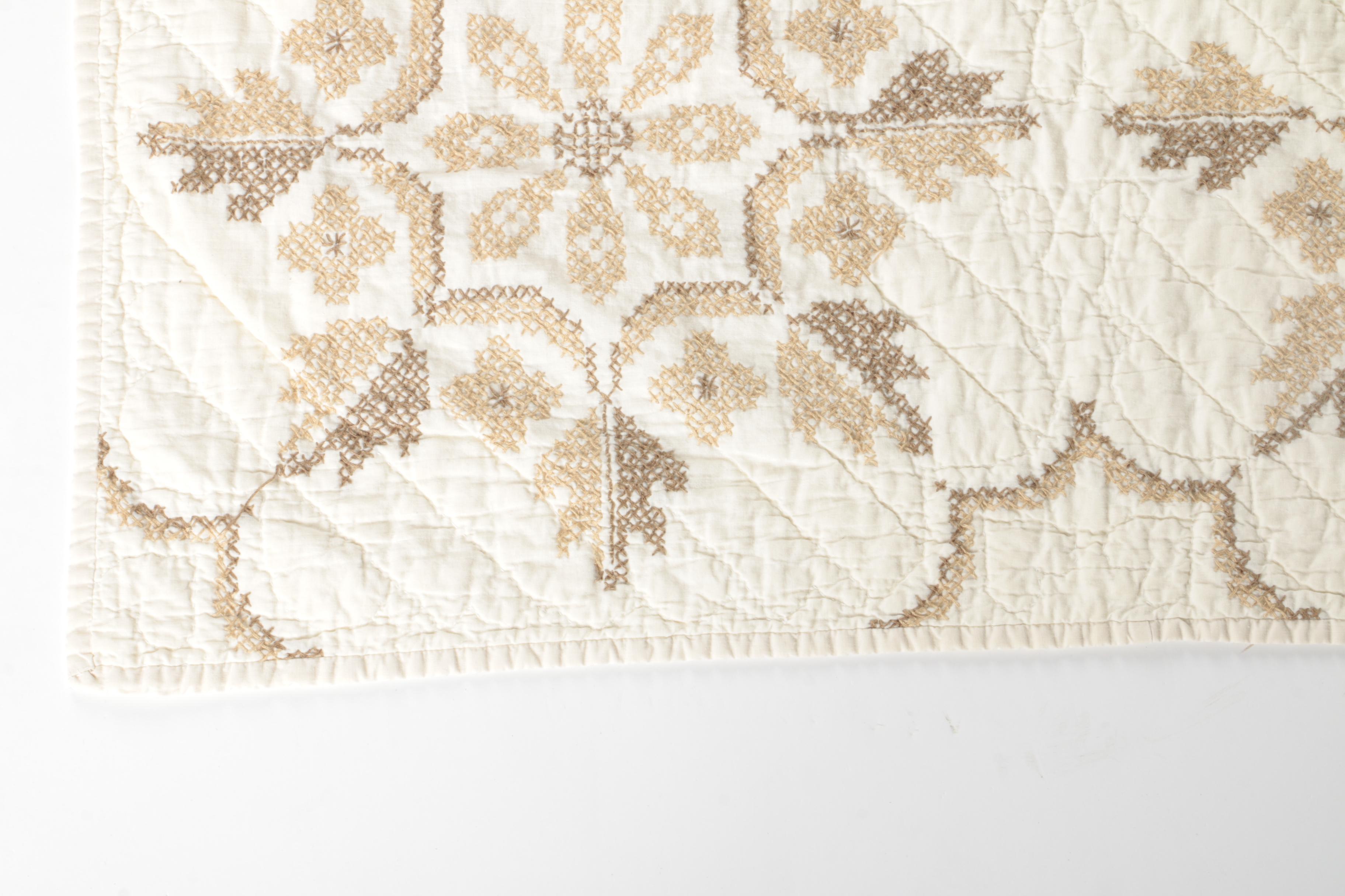 Quilts and Embroidered Coverlet