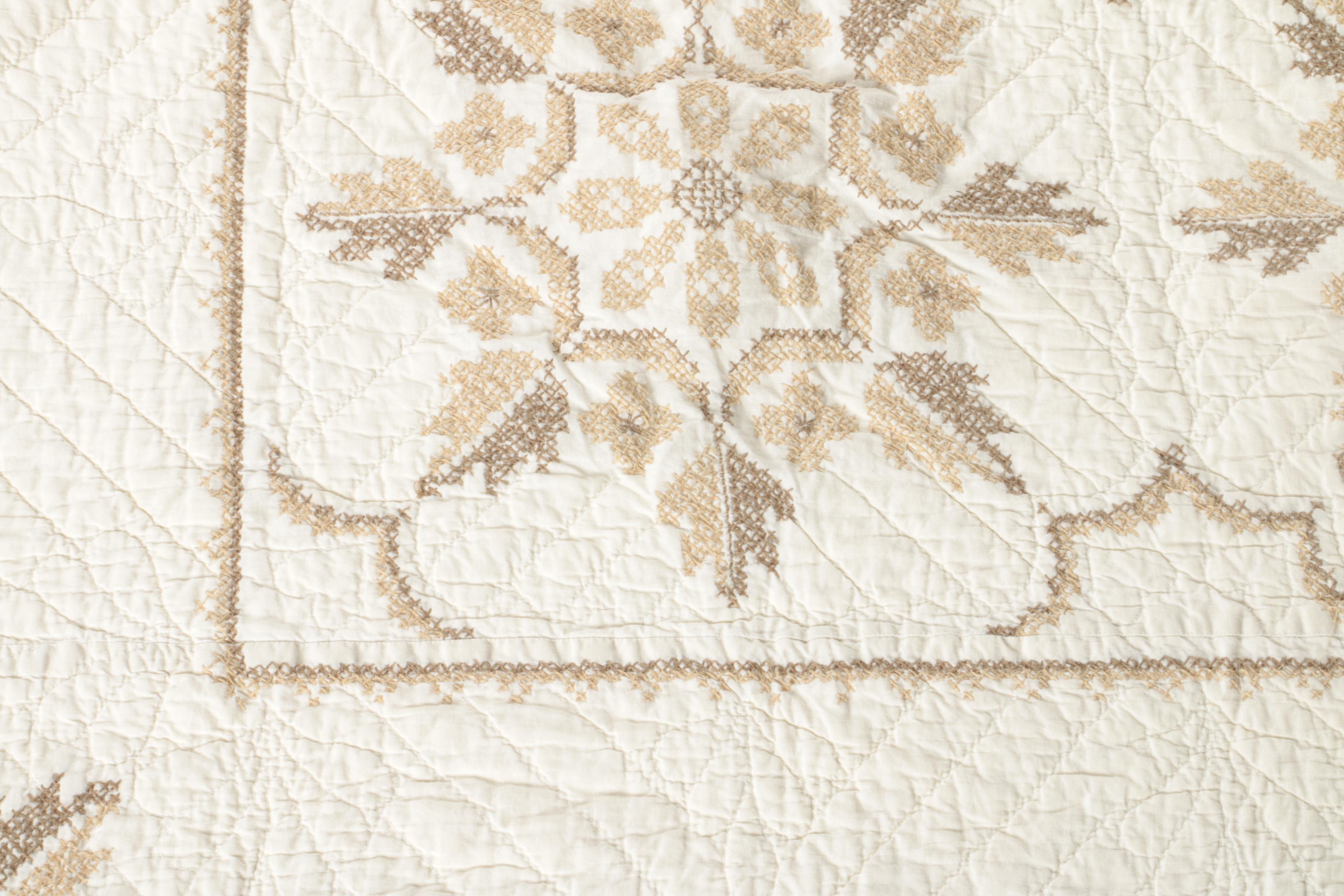 Quilts and Embroidered Coverlet