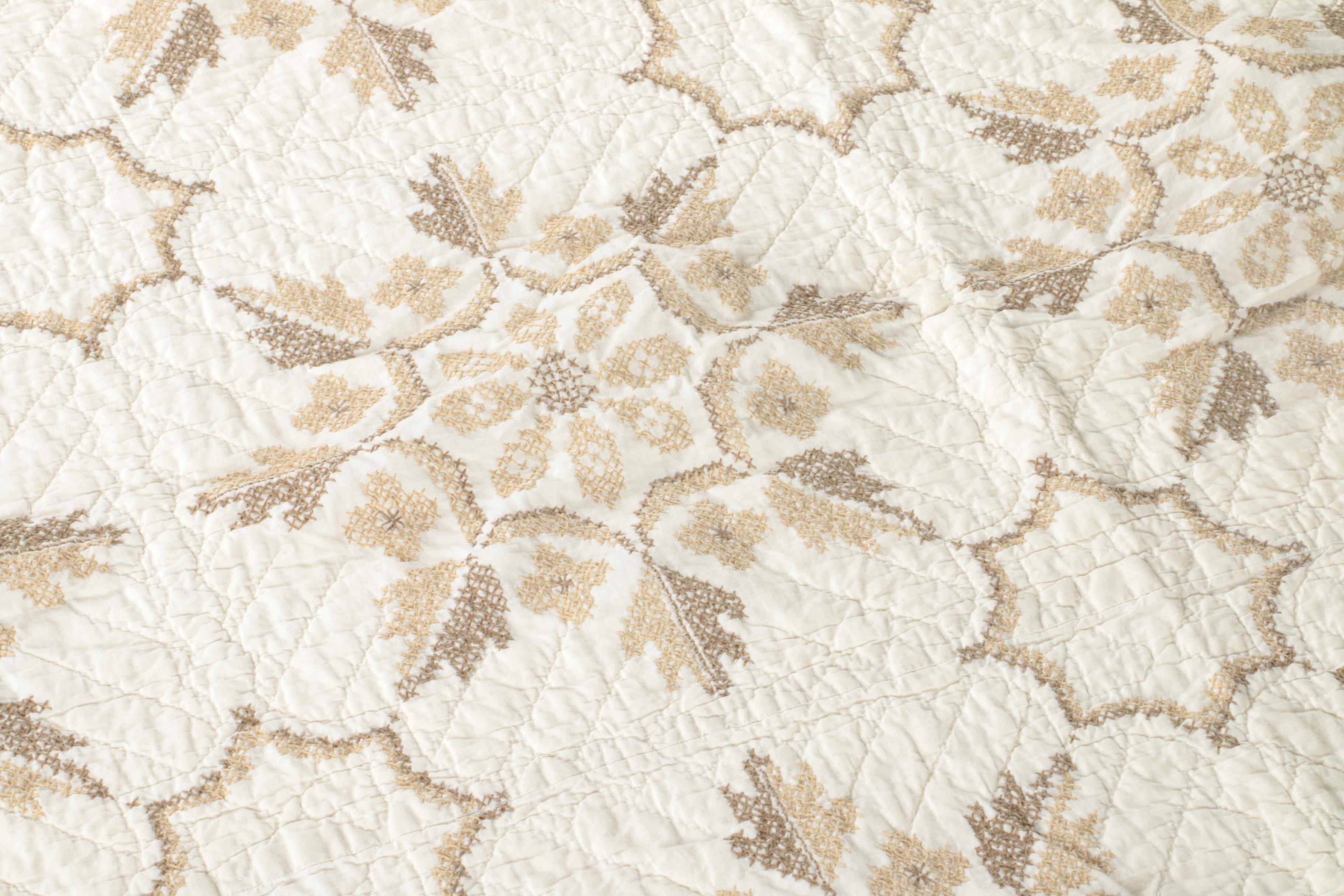 Quilts and Embroidered Coverlet