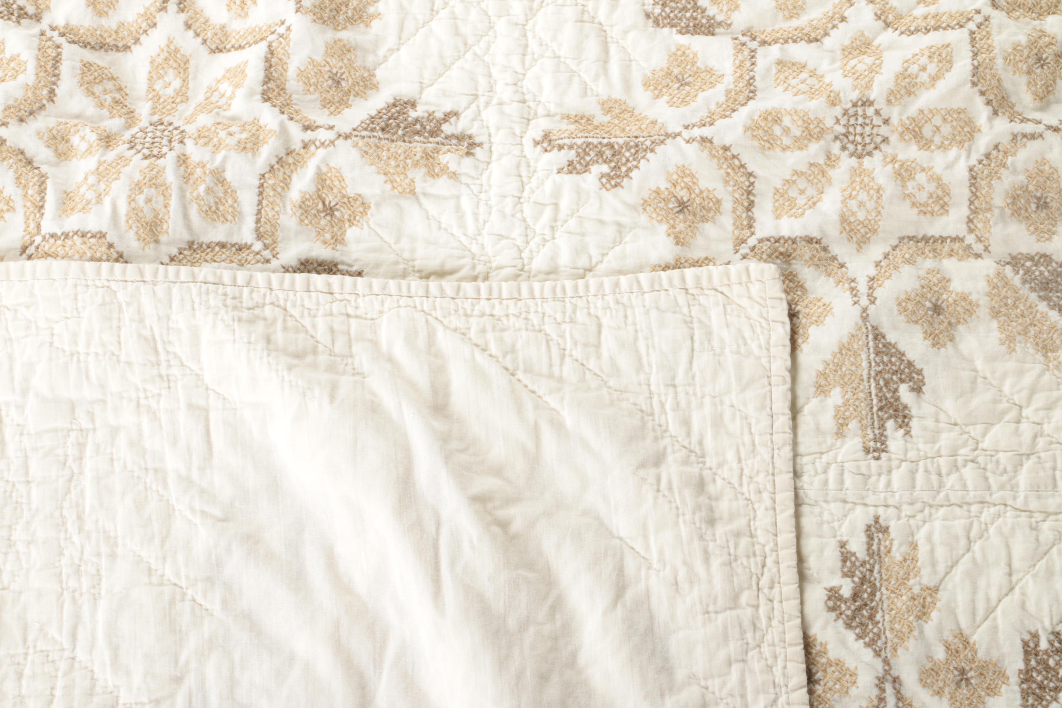 Quilts and Embroidered Coverlet