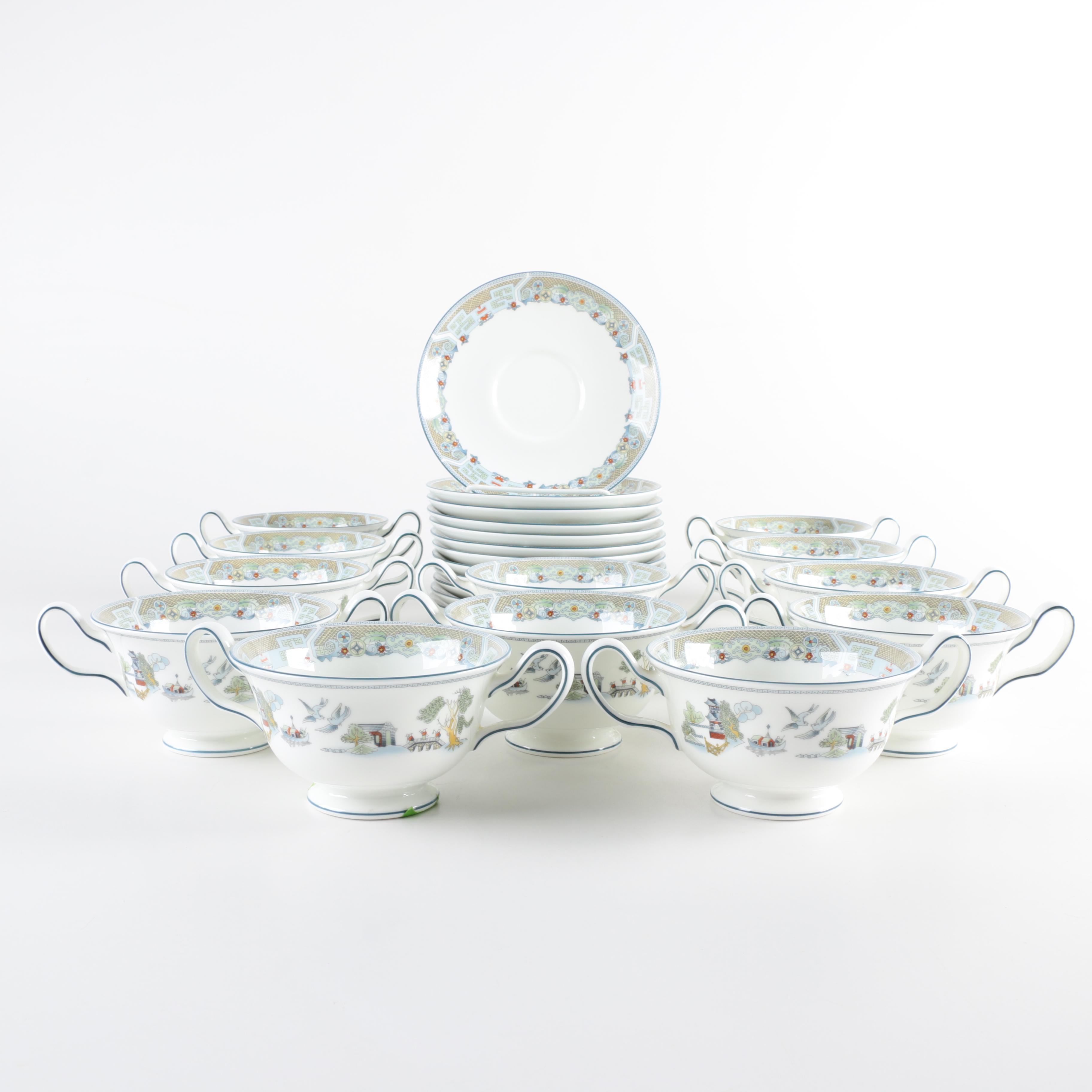 Wedgwood "Chinese Legend" Bone China Bouillon Cups and Saucers