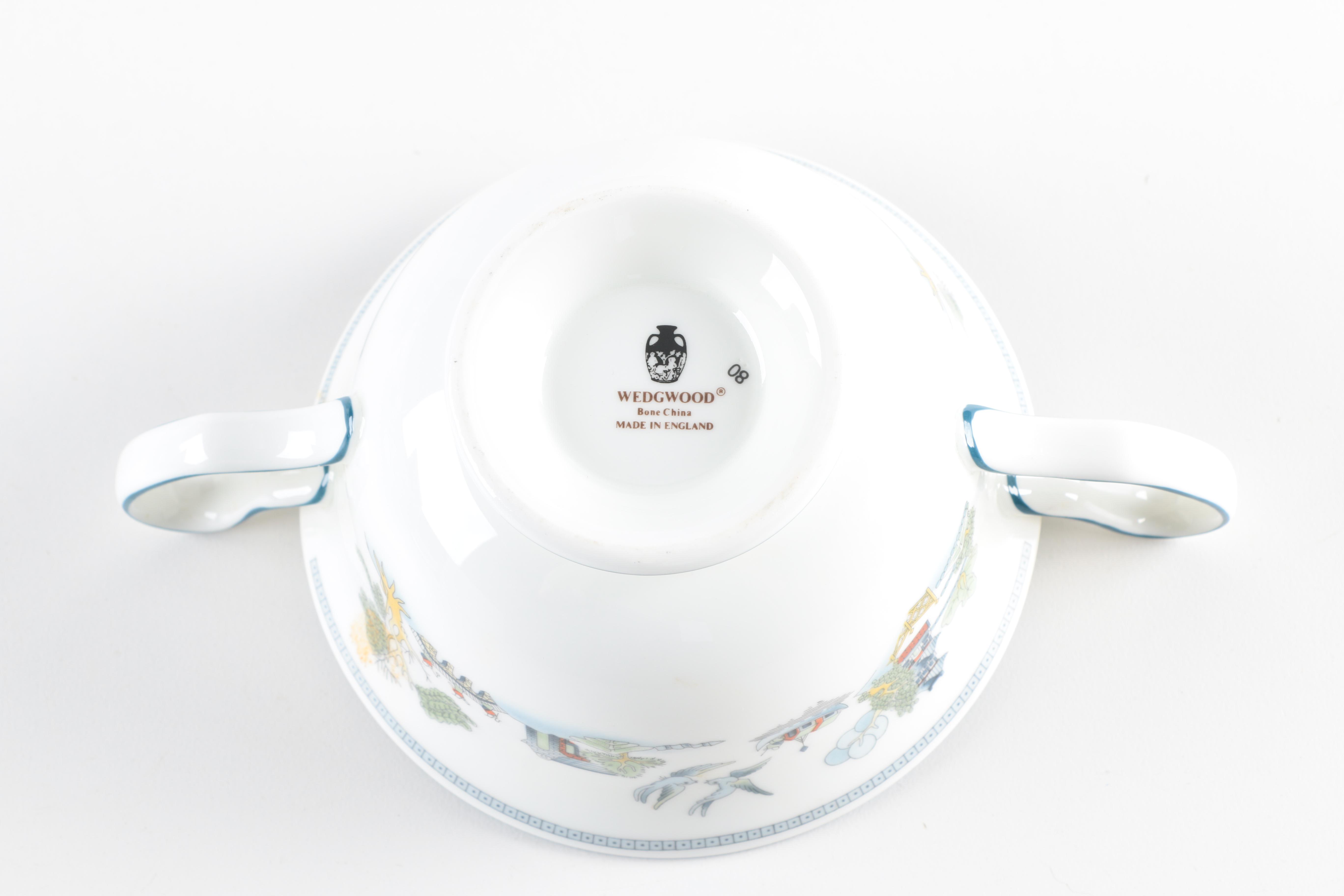 Wedgwood "Chinese Legend" Bone China Bouillon Cups and Saucers