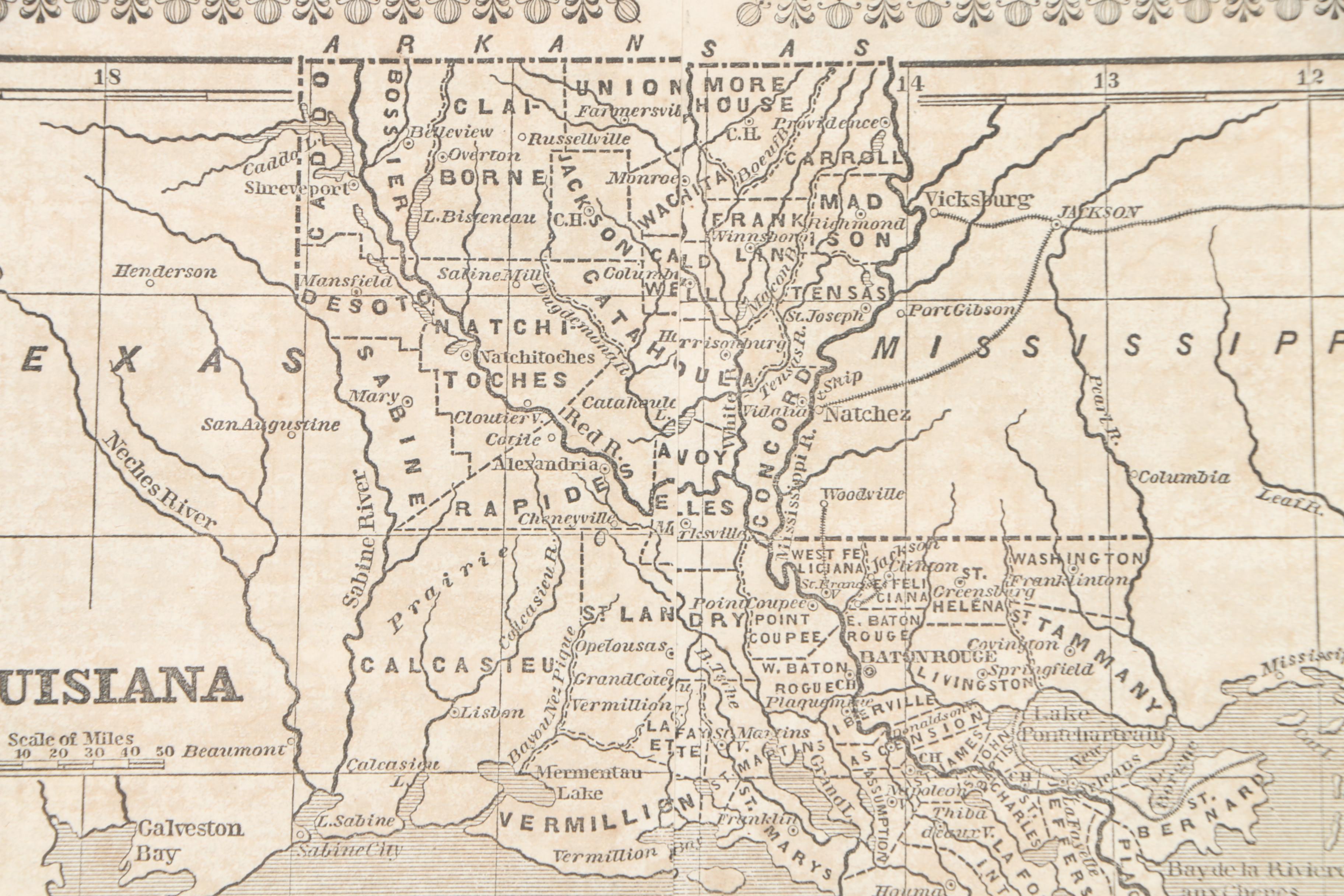 1856 Louisiana Map from "The American Lawyer"