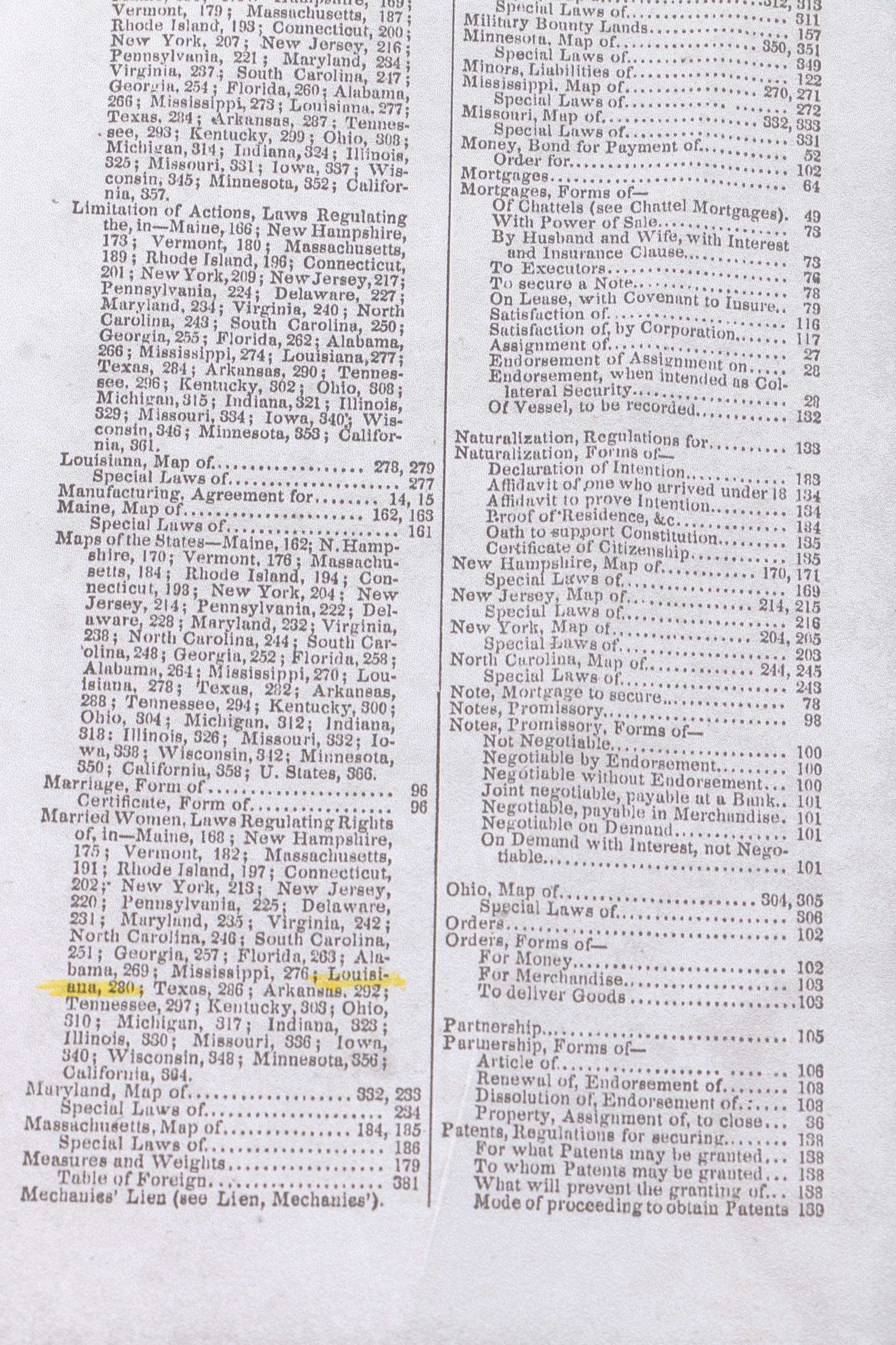 1856 Louisiana Map from "The American Lawyer"