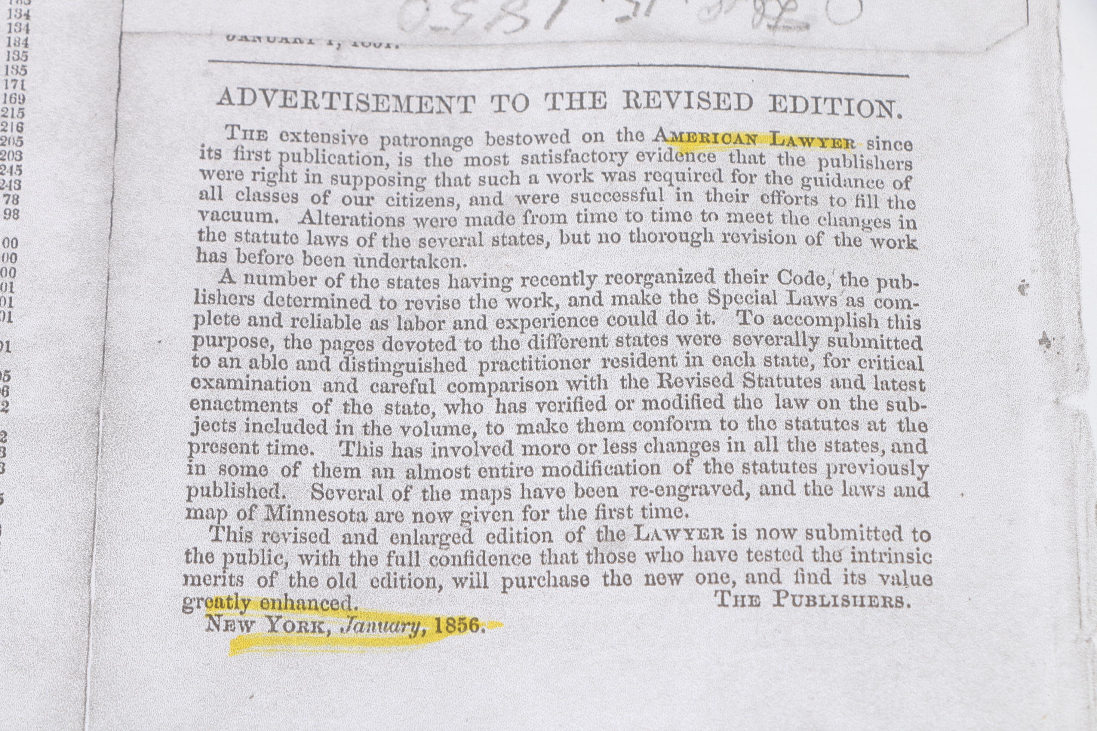 1856 Louisiana Map from "The American Lawyer"