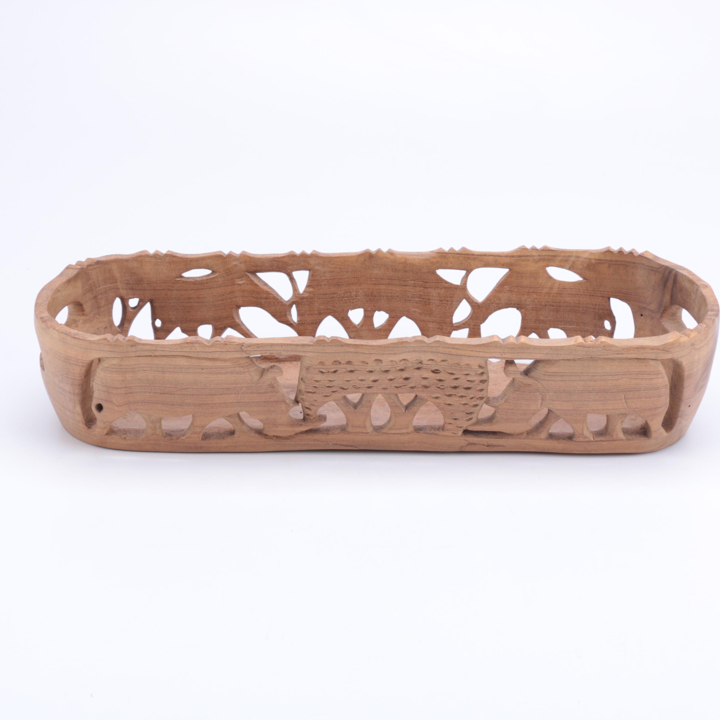 South African Carved Wooden Bowl