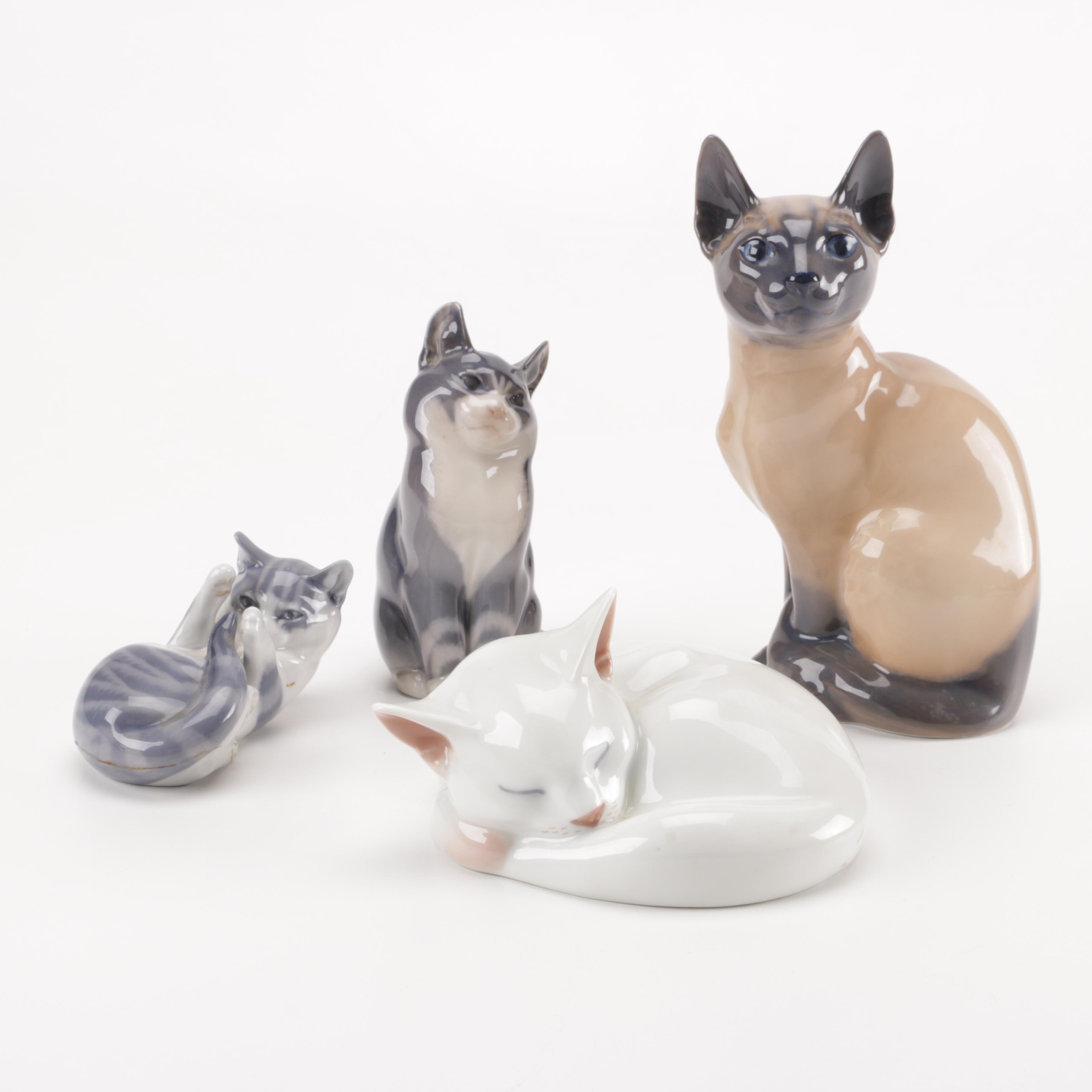 Royal Copenhagen Ceramic Cat Figurines