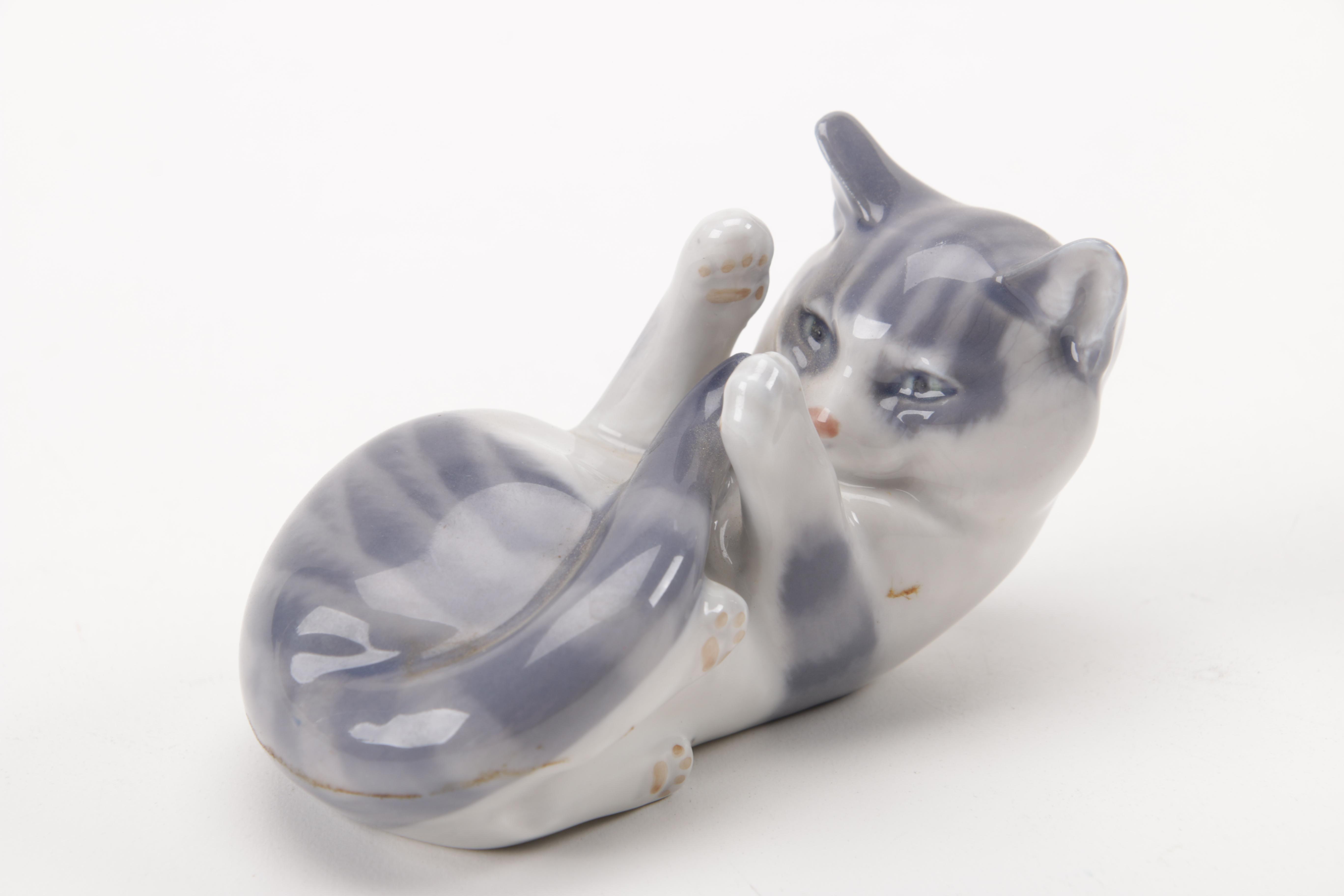 Royal Copenhagen Ceramic Cat Figurines