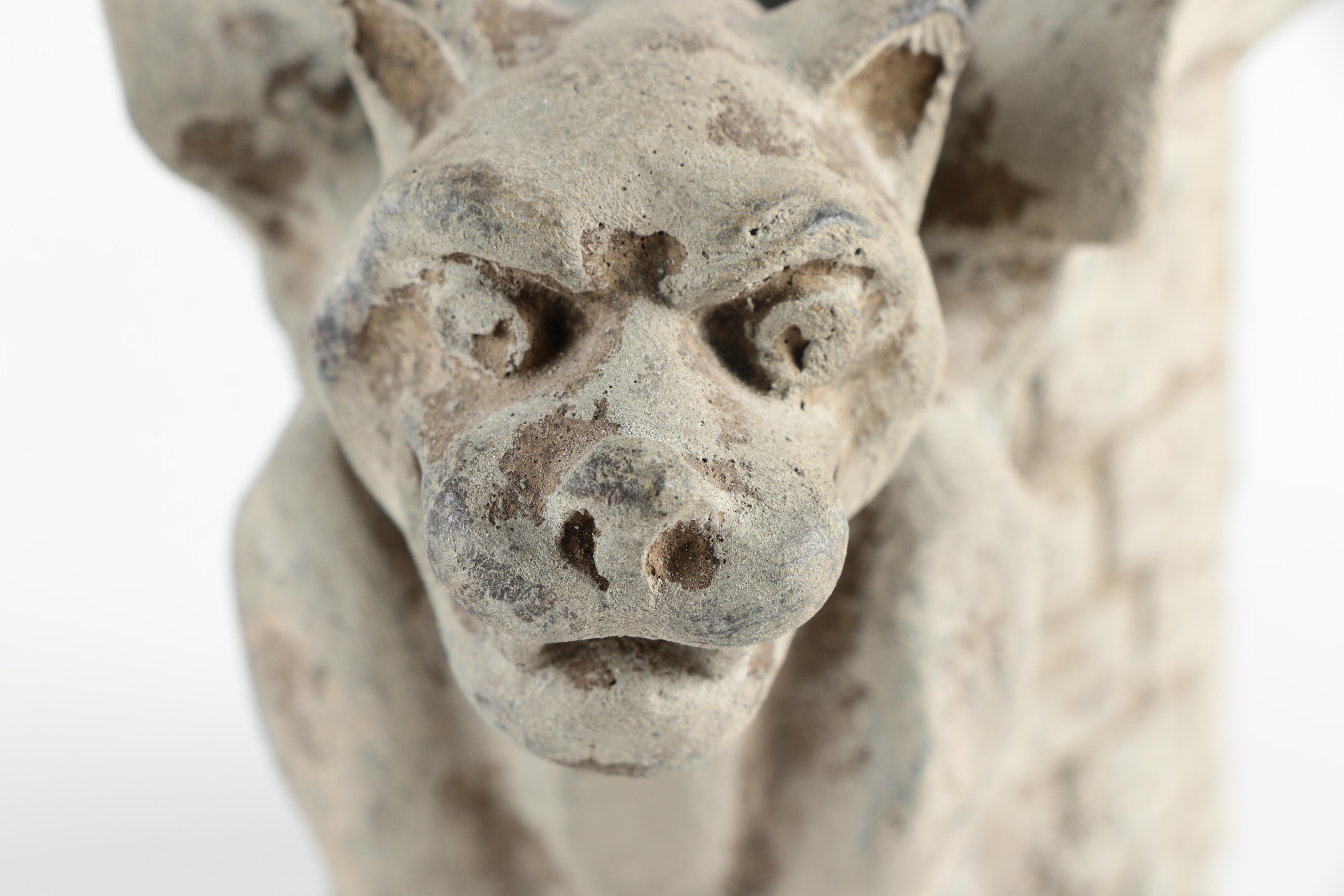 Resin Bookends of Heraldry Lions and a Gargoyle Candle Holder