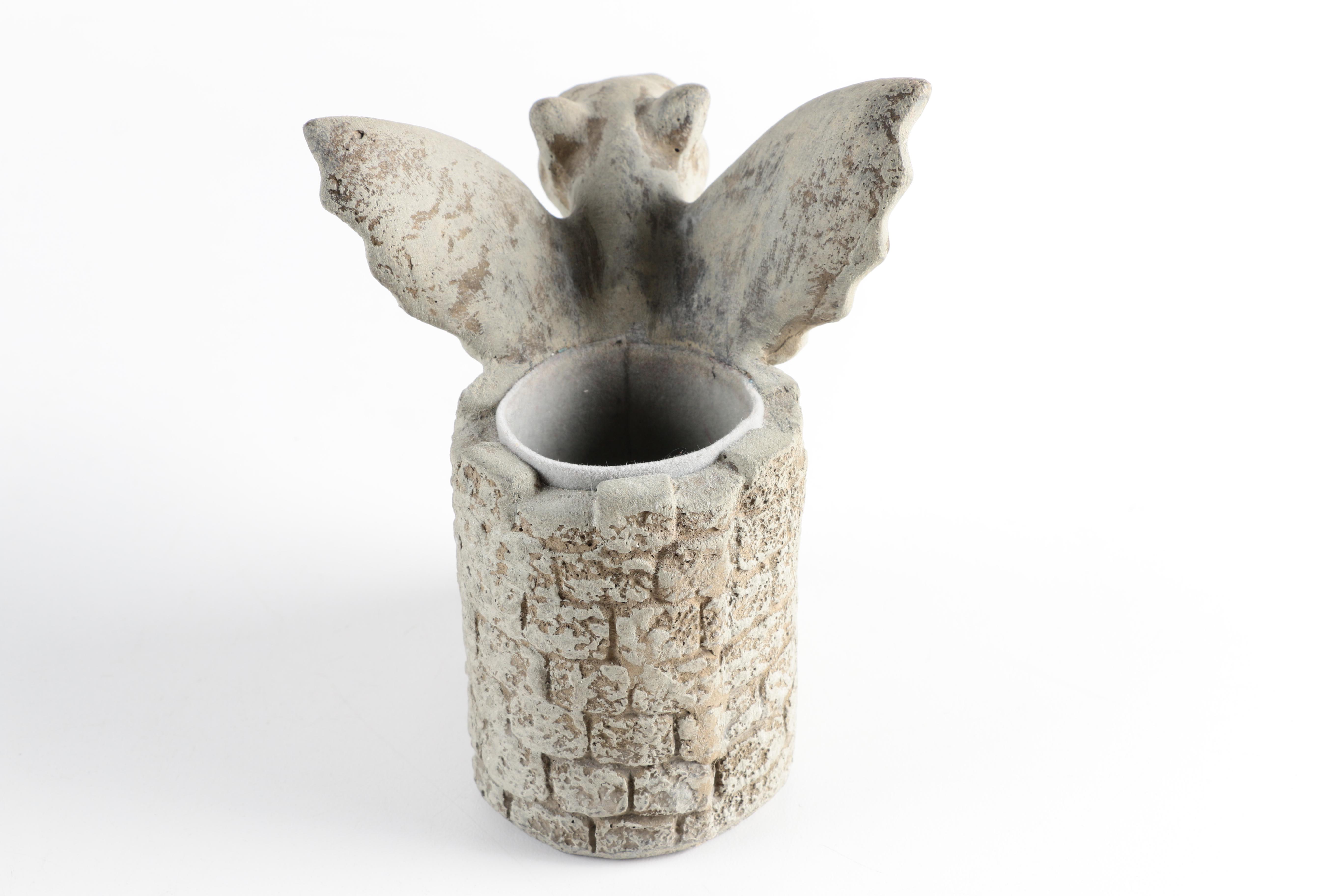 Resin Bookends of Heraldry Lions and a Gargoyle Candle Holder