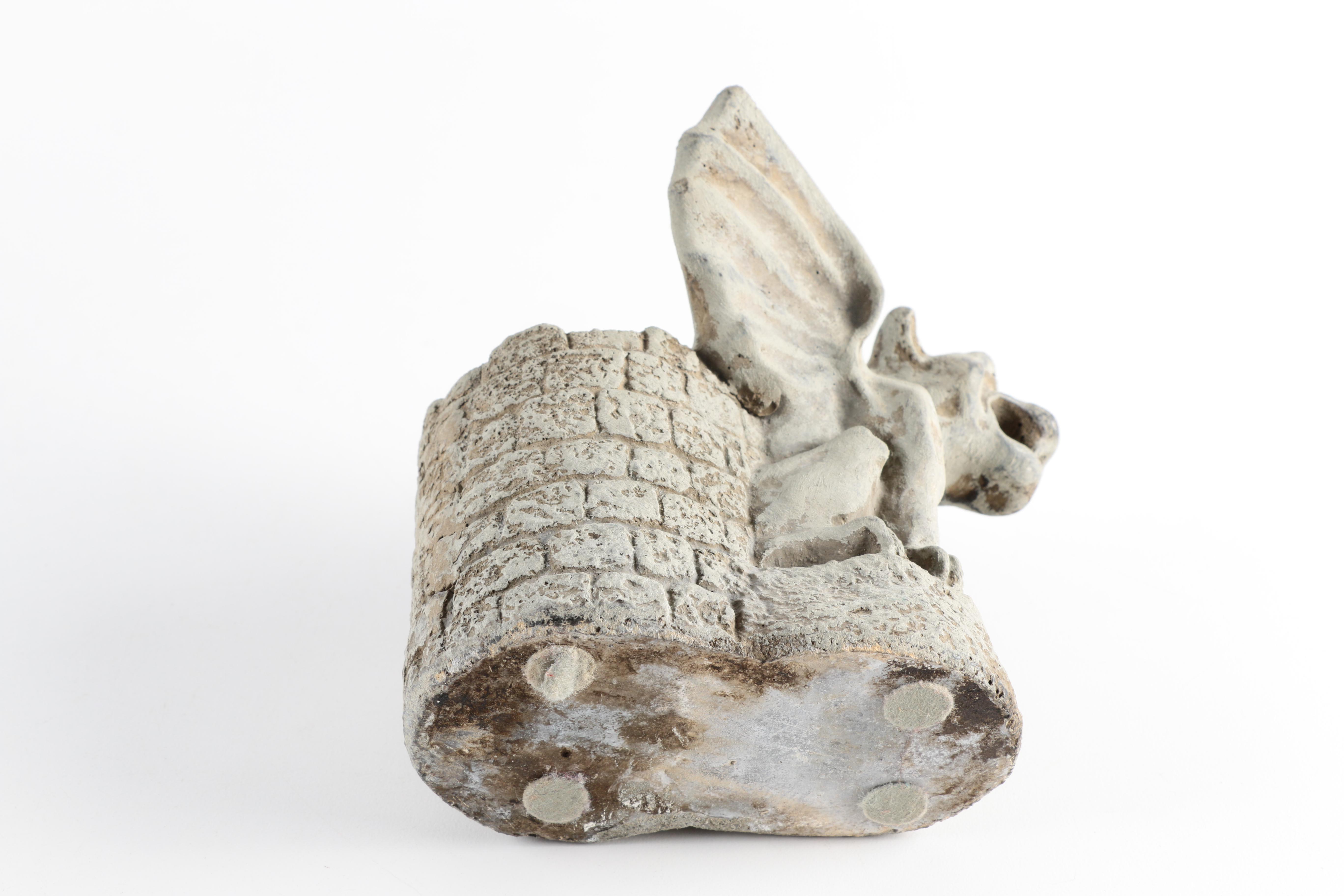 Resin Bookends of Heraldry Lions and a Gargoyle Candle Holder