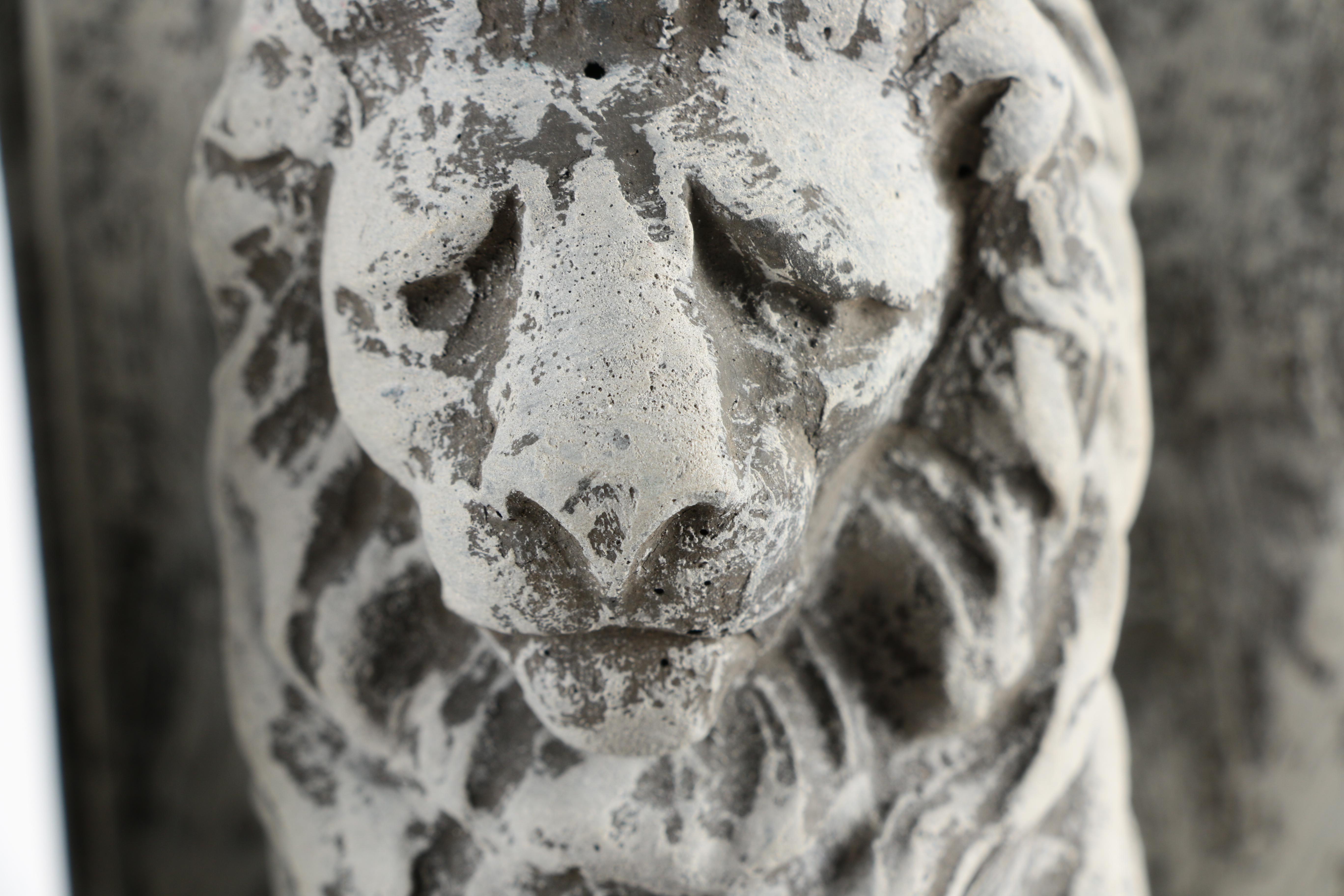 Resin Bookends of Heraldry Lions and a Gargoyle Candle Holder