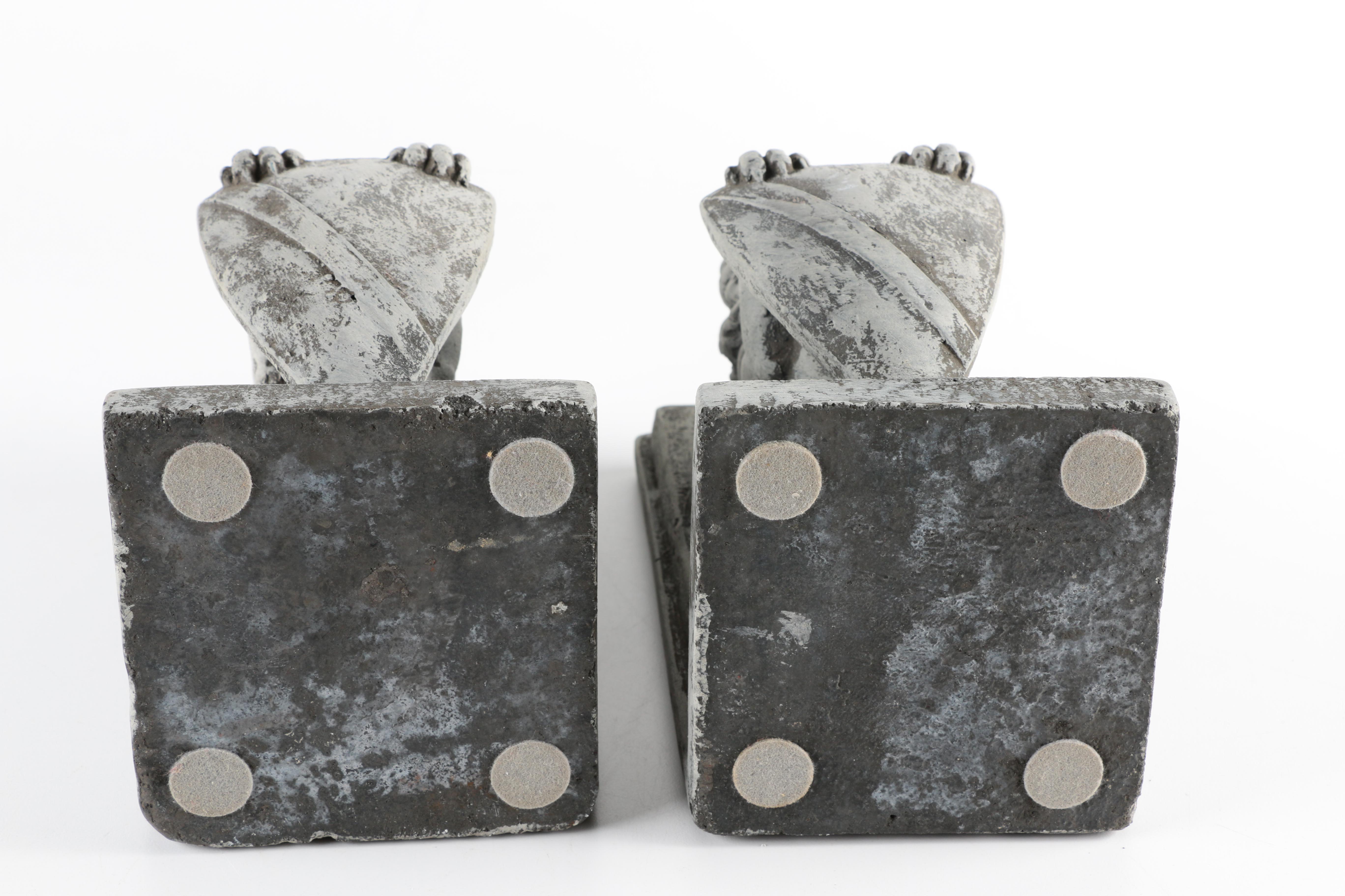 Resin Bookends of Heraldry Lions and a Gargoyle Candle Holder