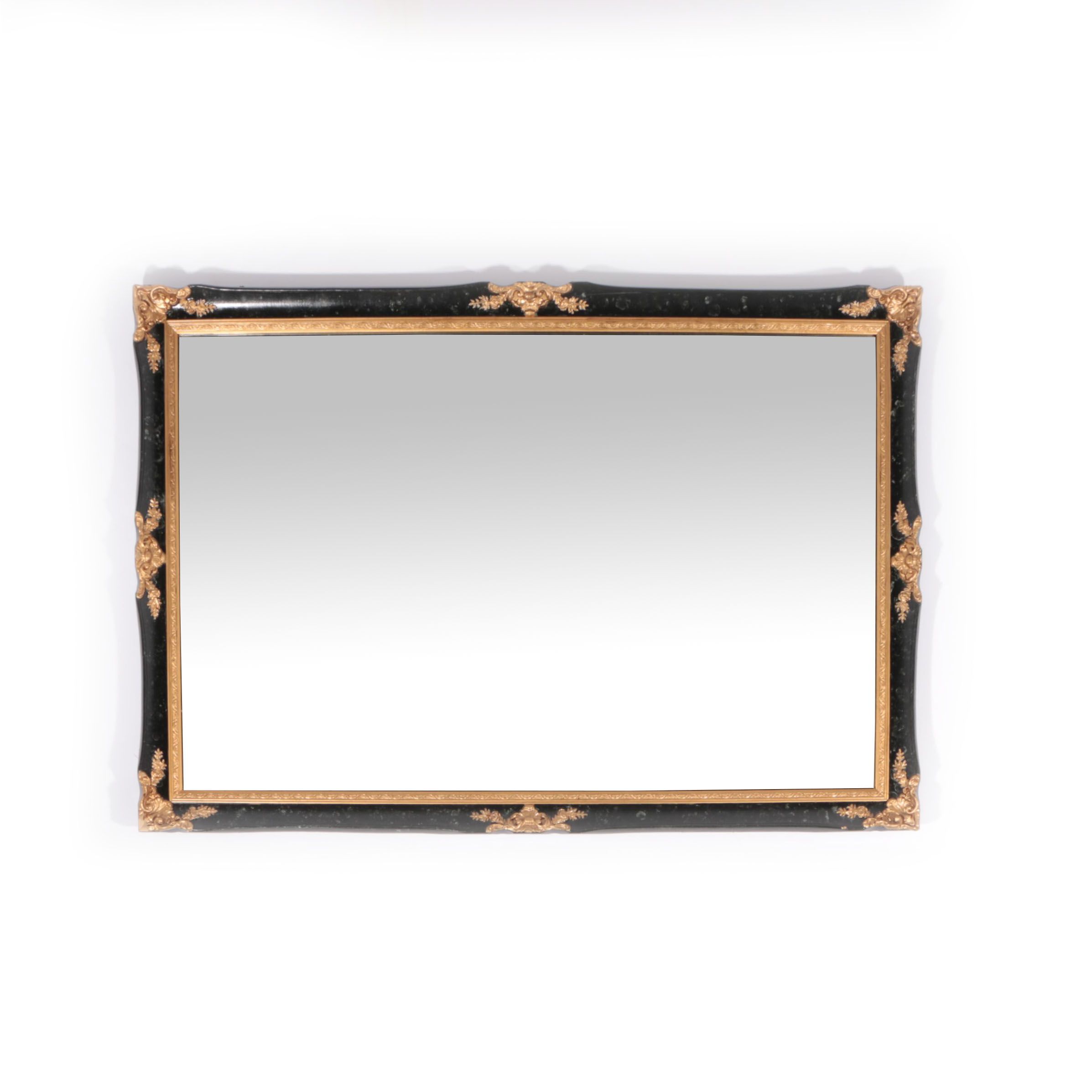 Gilt Accented Framed Beveled Wall Mirror