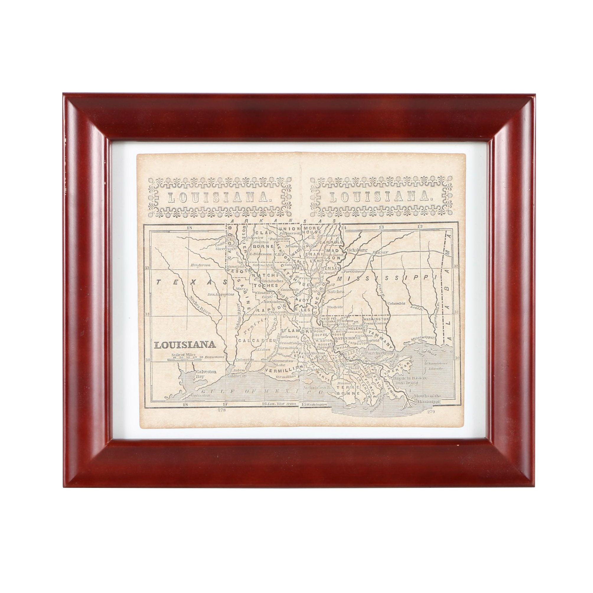 1856 Louisiana Map from "The American Lawyer"