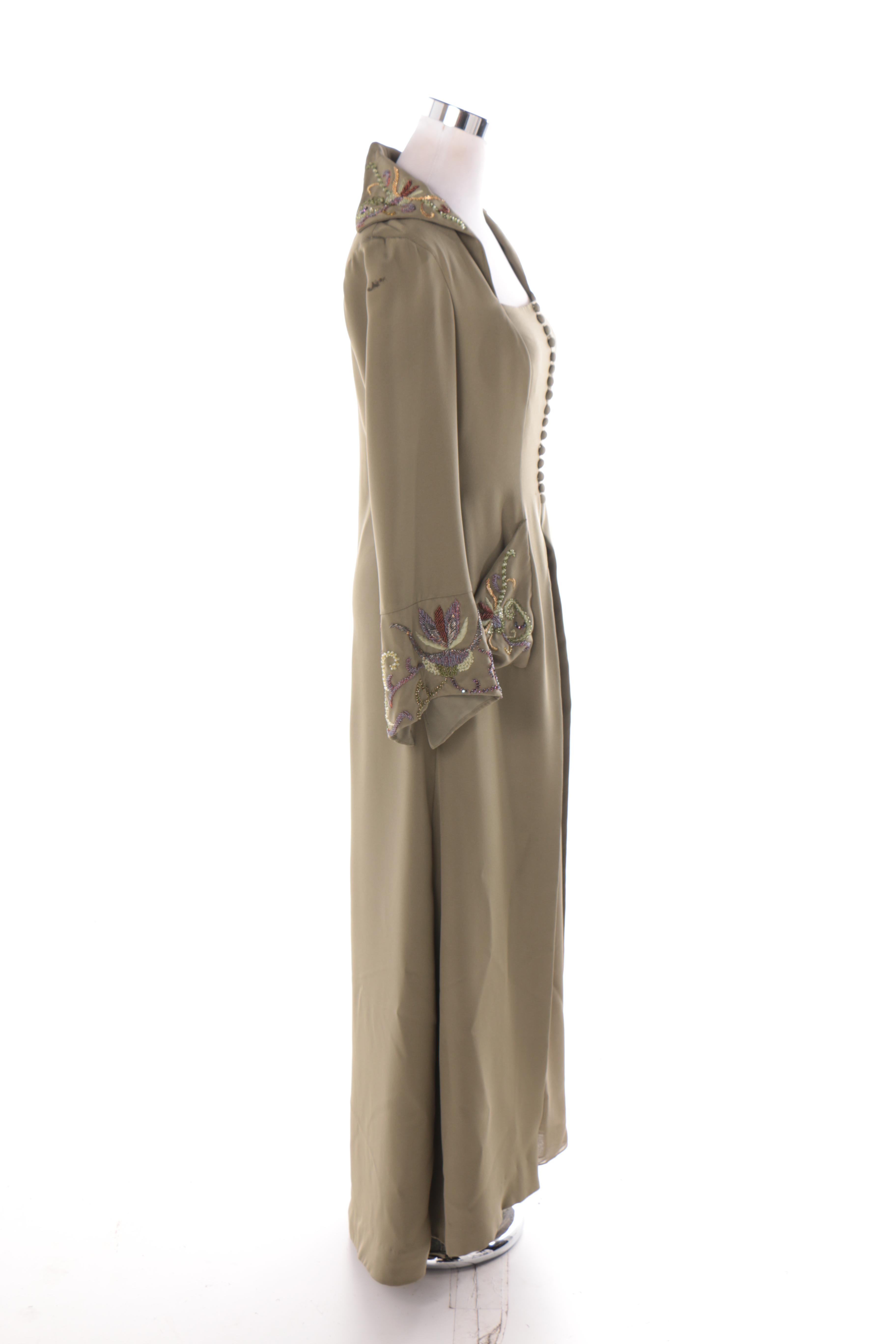 Ansari Couture Taupe Dress With Beaded Embellishments