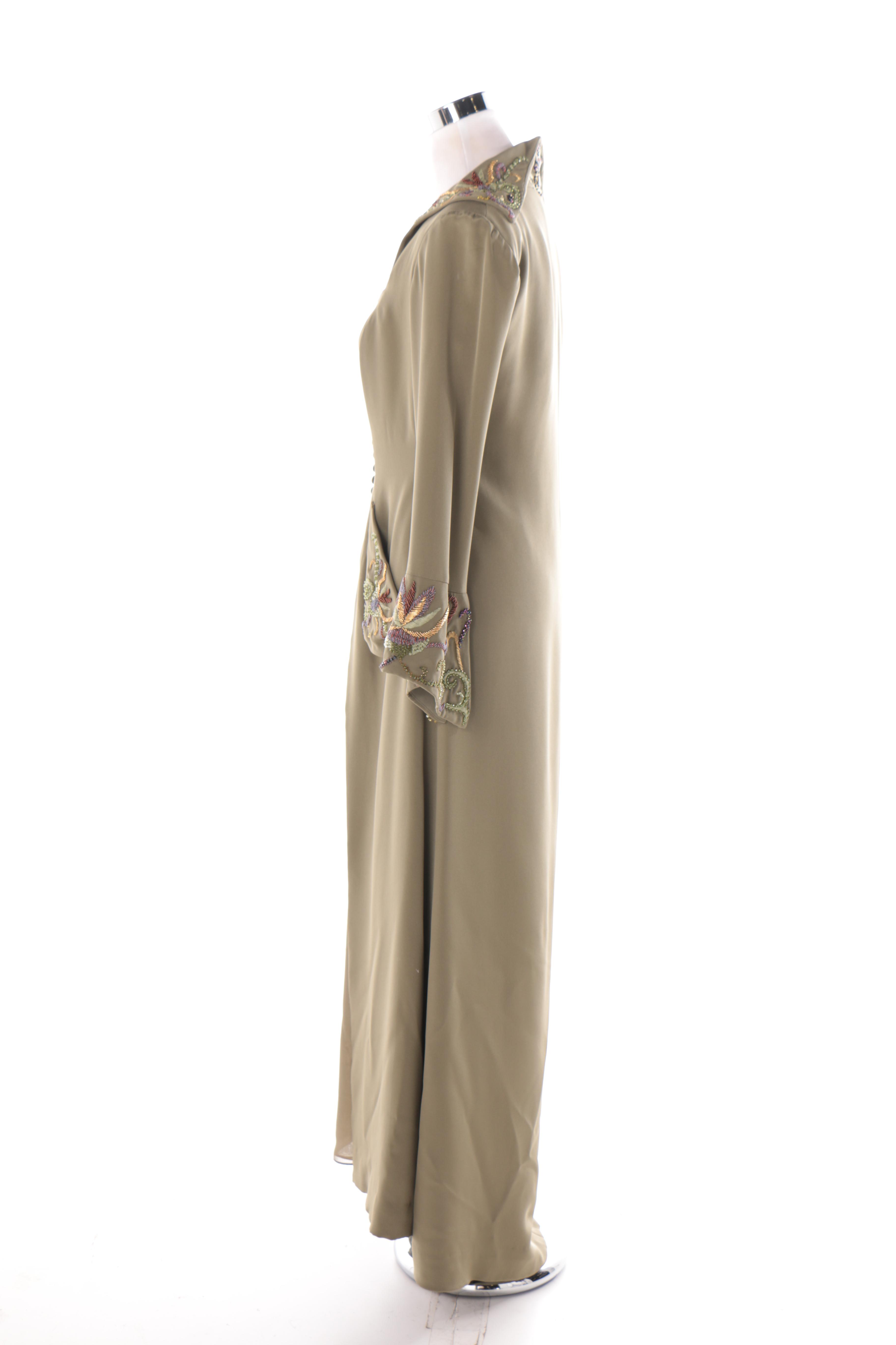 Ansari Couture Taupe Dress With Beaded Embellishments