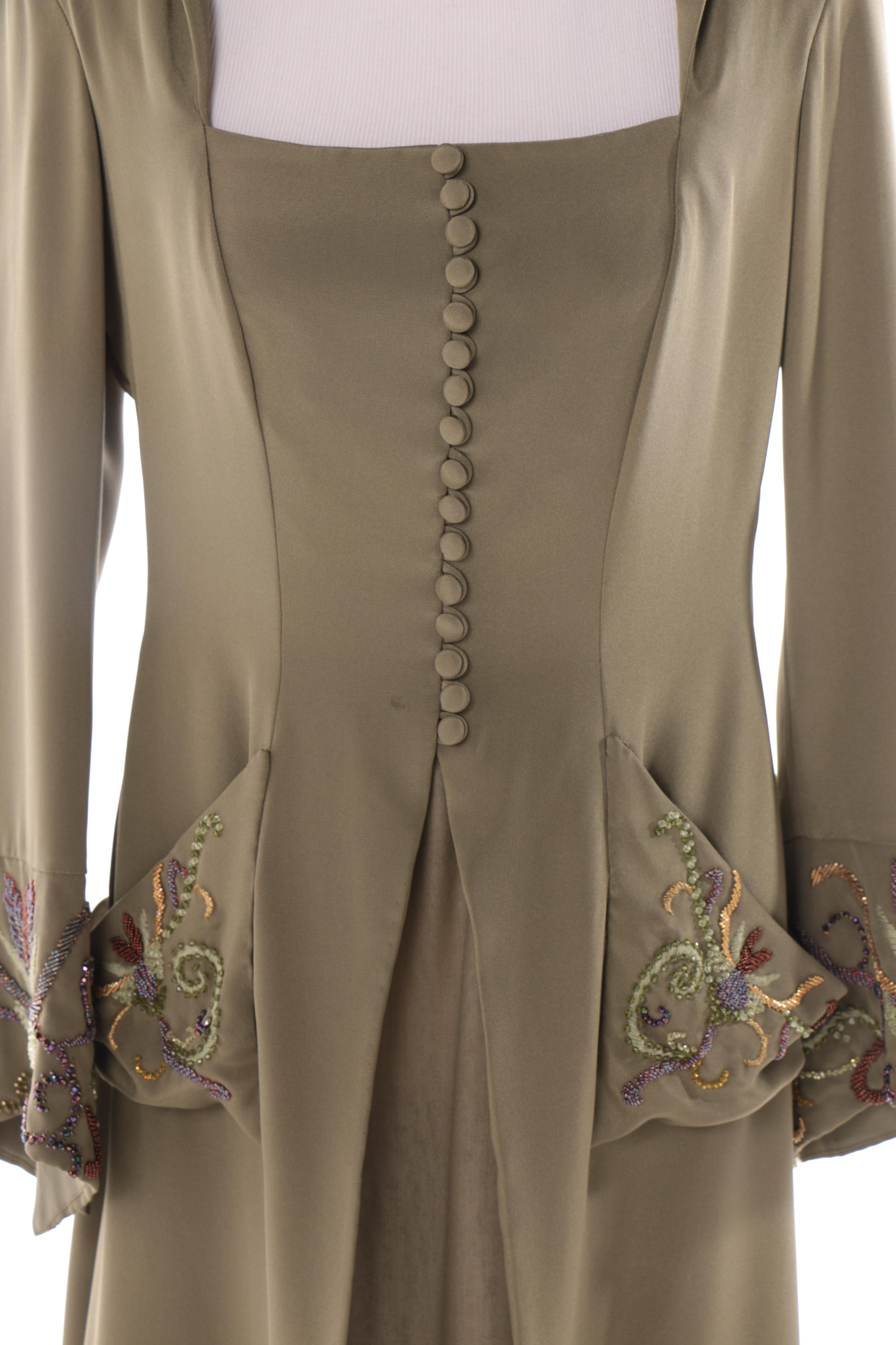 Ansari Couture Taupe Dress With Beaded Embellishments