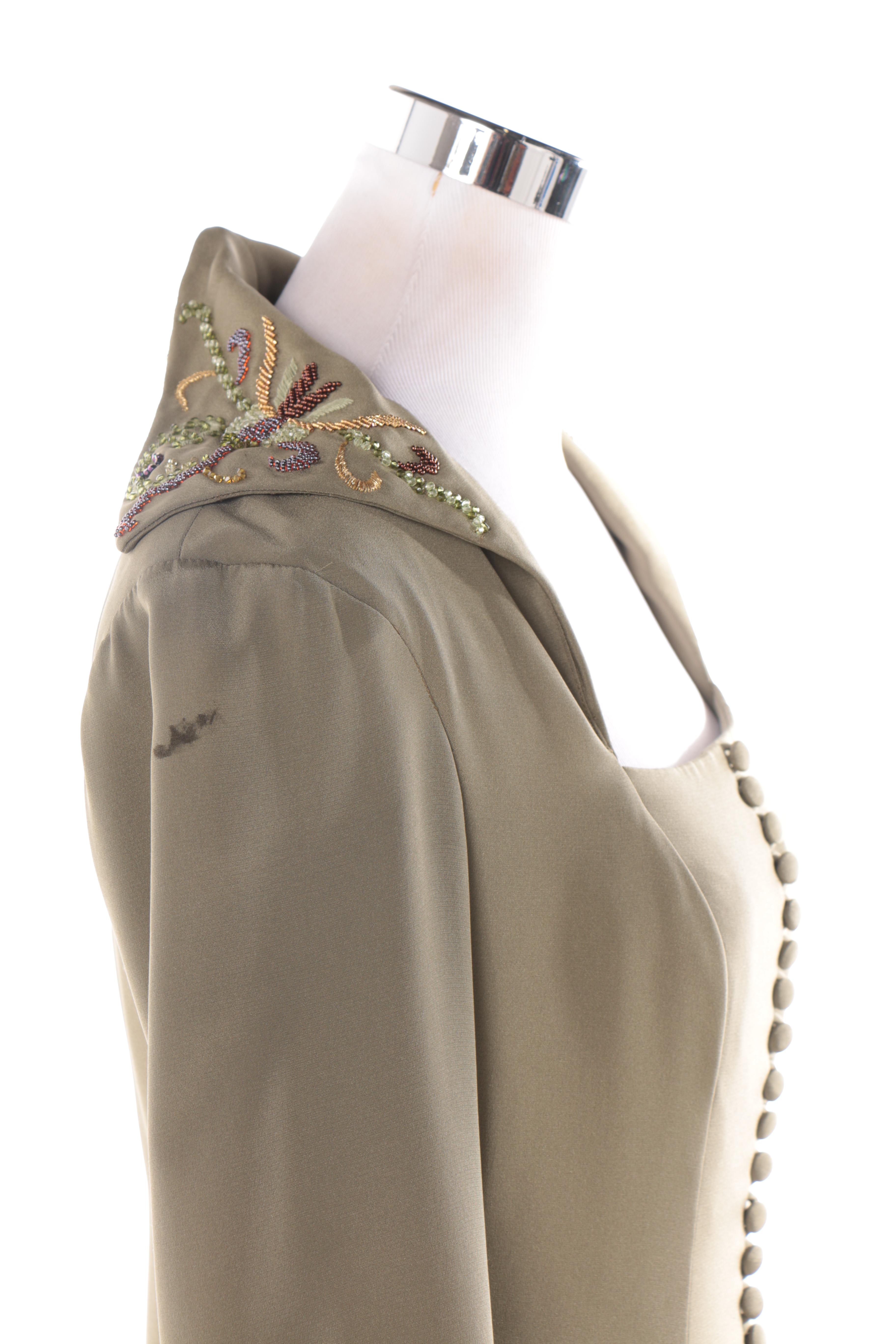 Ansari Couture Taupe Dress With Beaded Embellishments