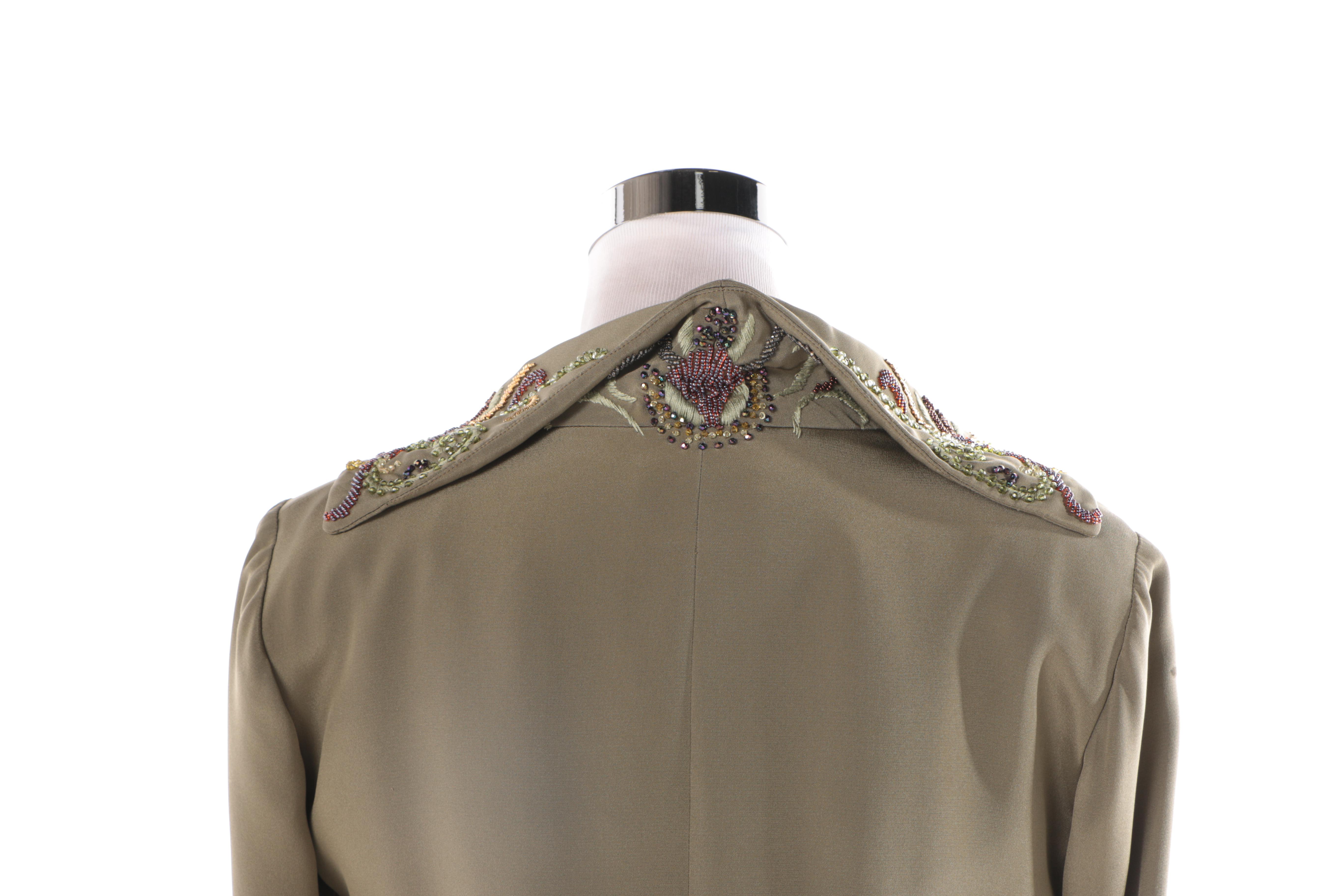 Ansari Couture Taupe Dress With Beaded Embellishments