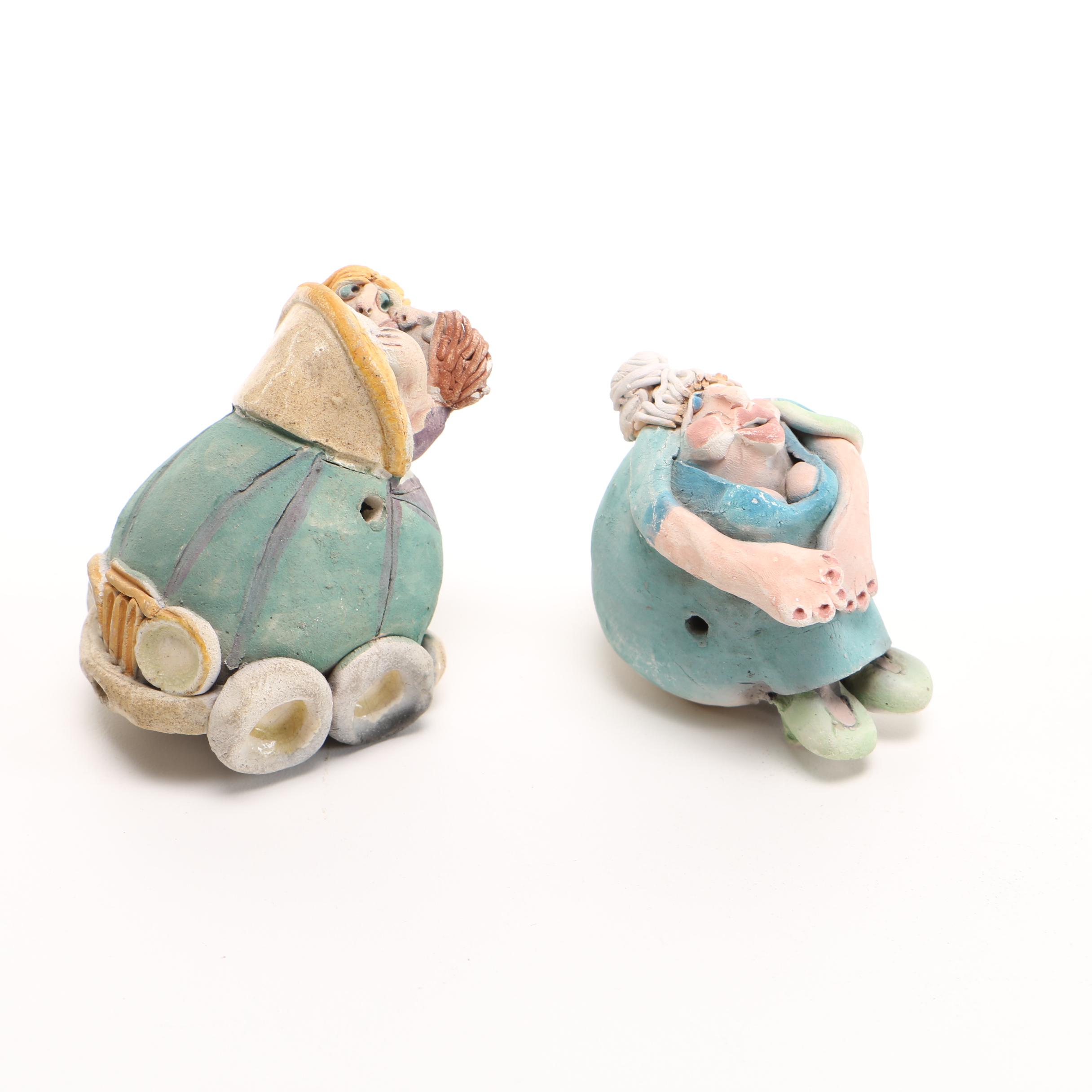 Chris Moses Art Pottery Whistle Figurines