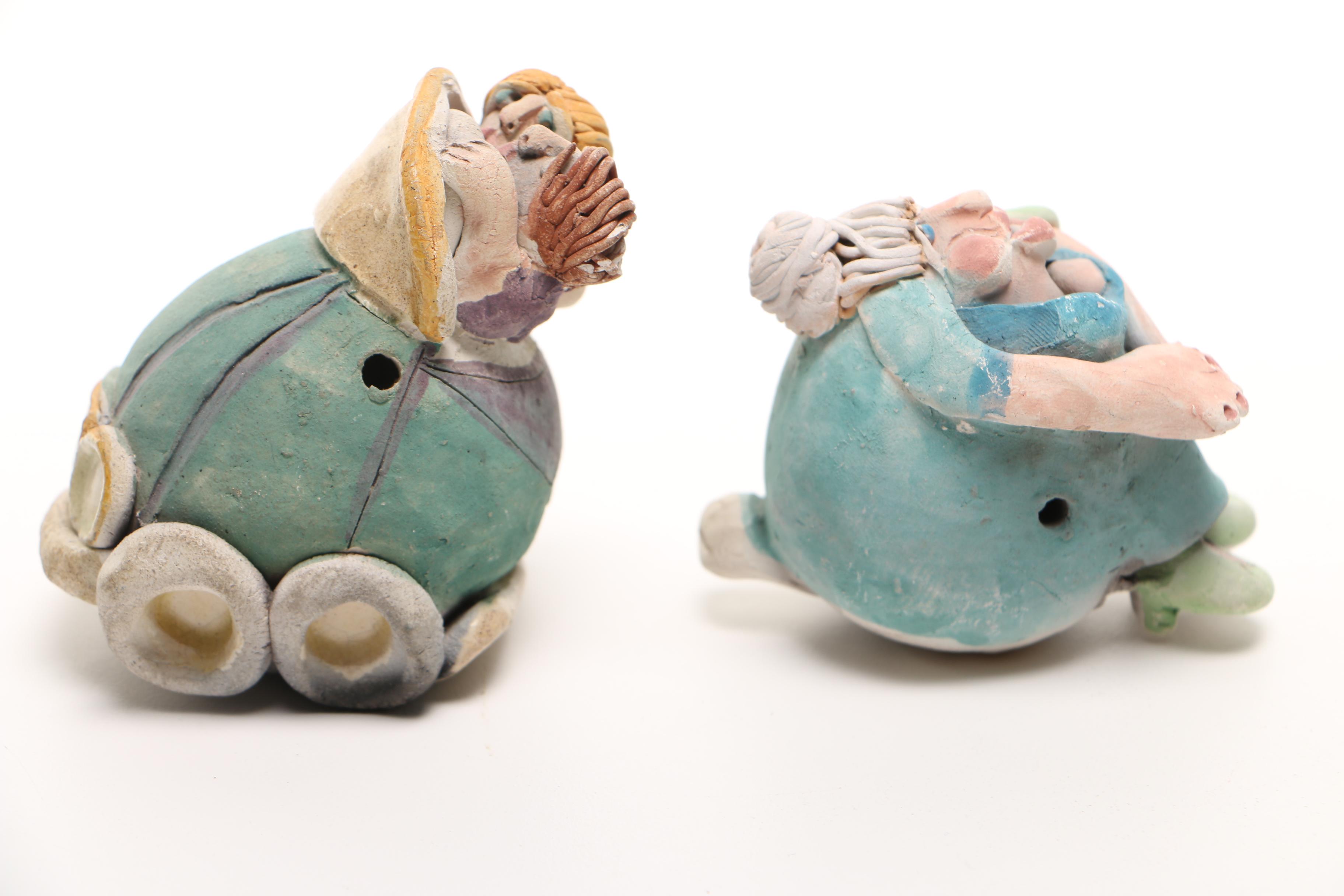 Chris Moses Art Pottery Whistle Figurines