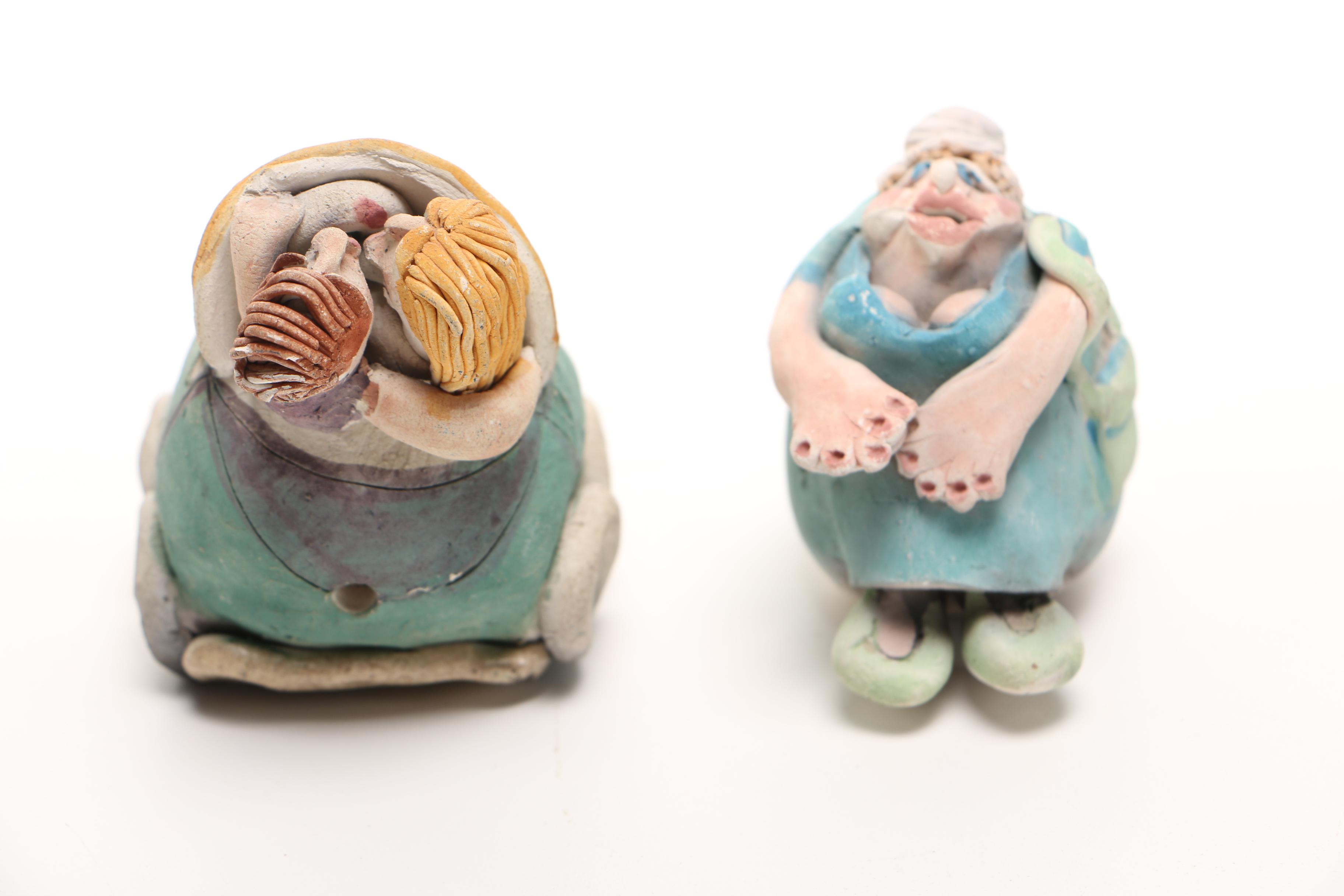 Chris Moses Art Pottery Whistle Figurines