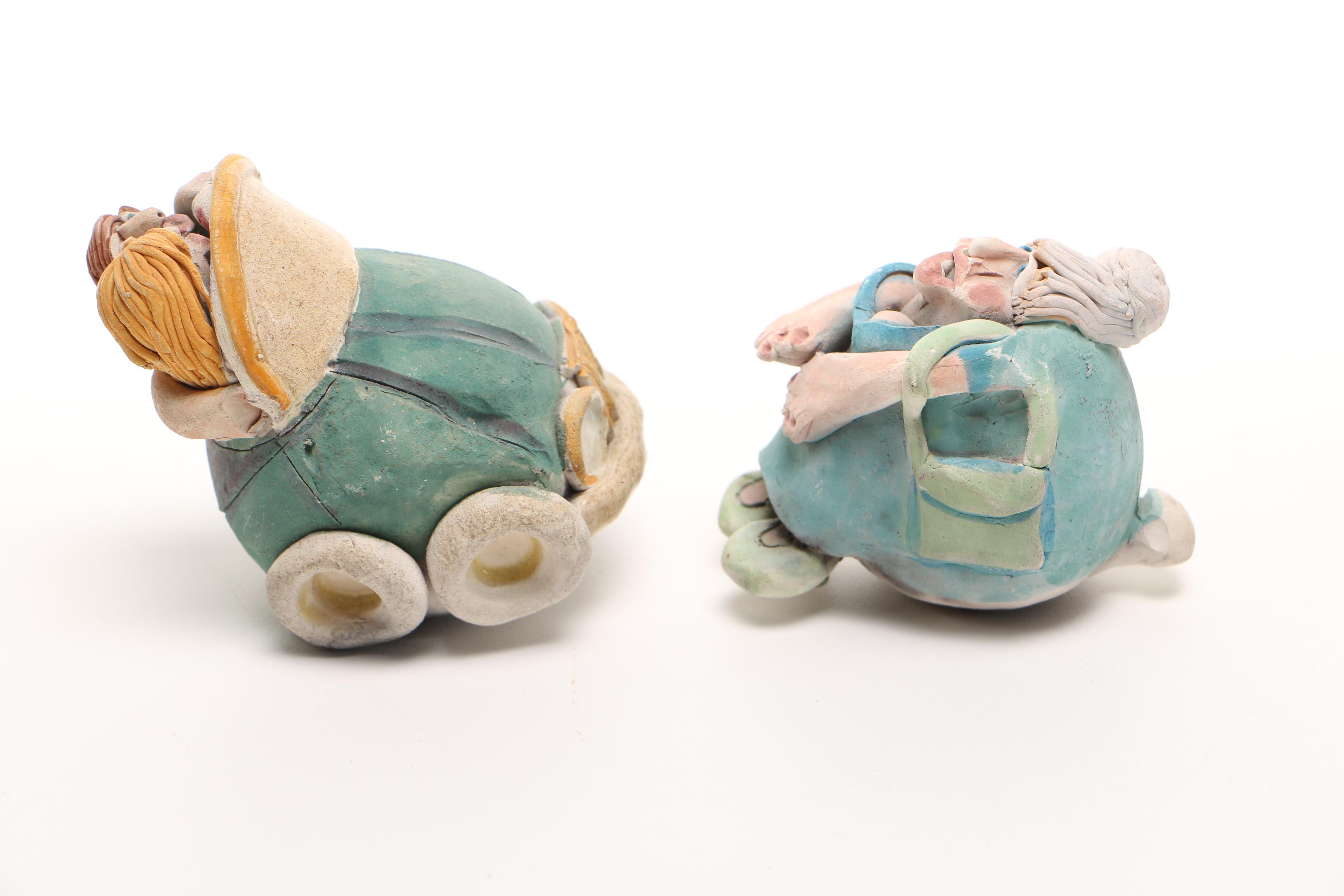 Chris Moses Art Pottery Whistle Figurines