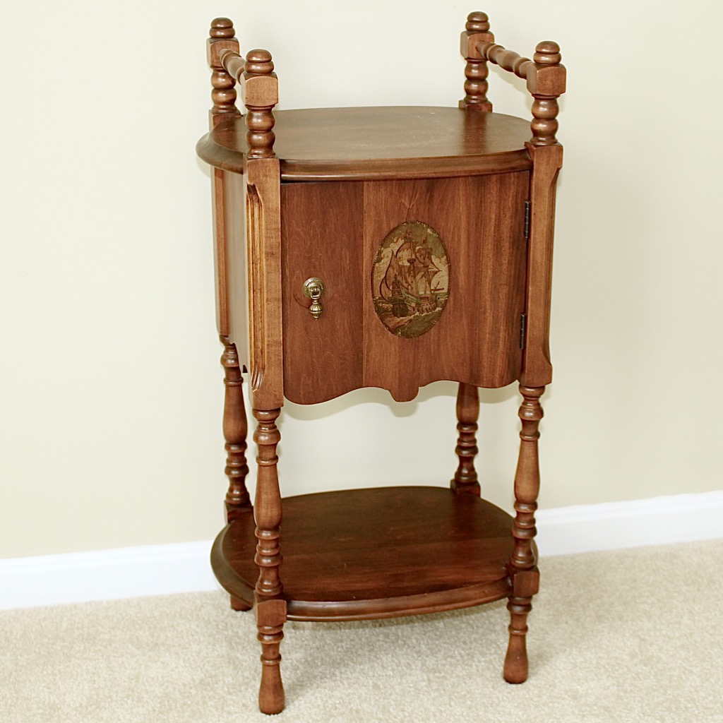 Vintage  Wood Humidor Cabinet with Spindle Frame