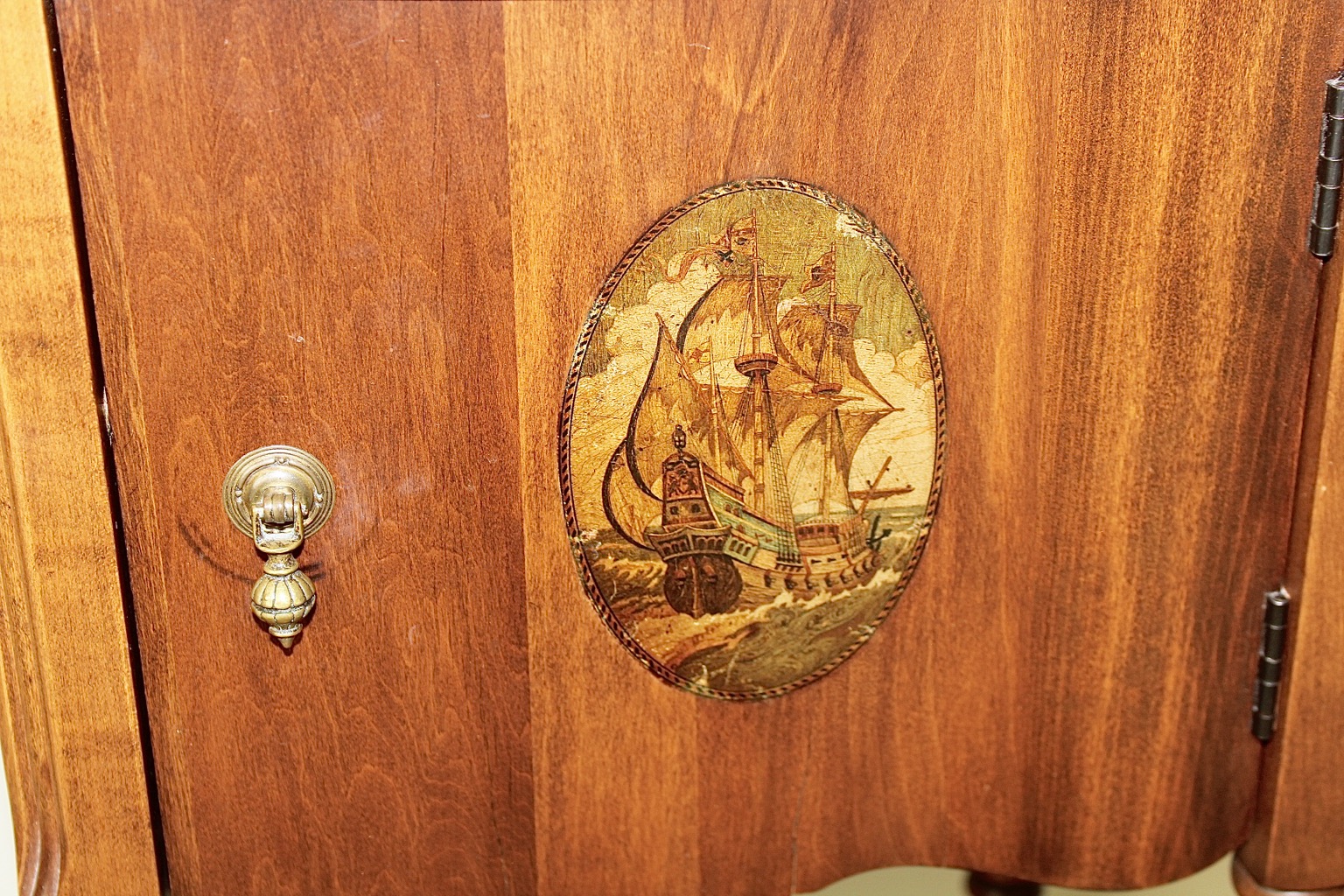 Vintage  Wood Humidor Cabinet with Spindle Frame