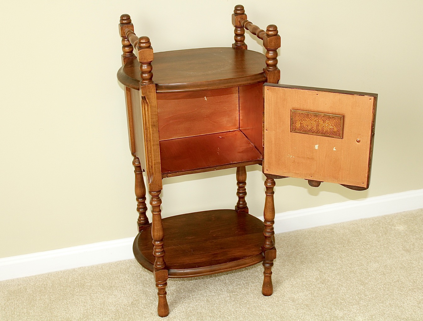 Vintage  Wood Humidor Cabinet with Spindle Frame