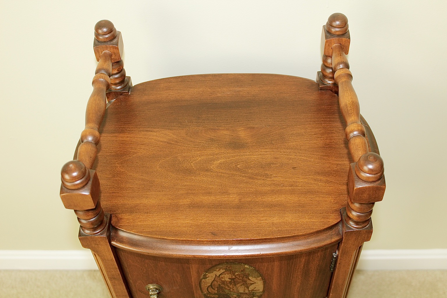 Vintage  Wood Humidor Cabinet with Spindle Frame
