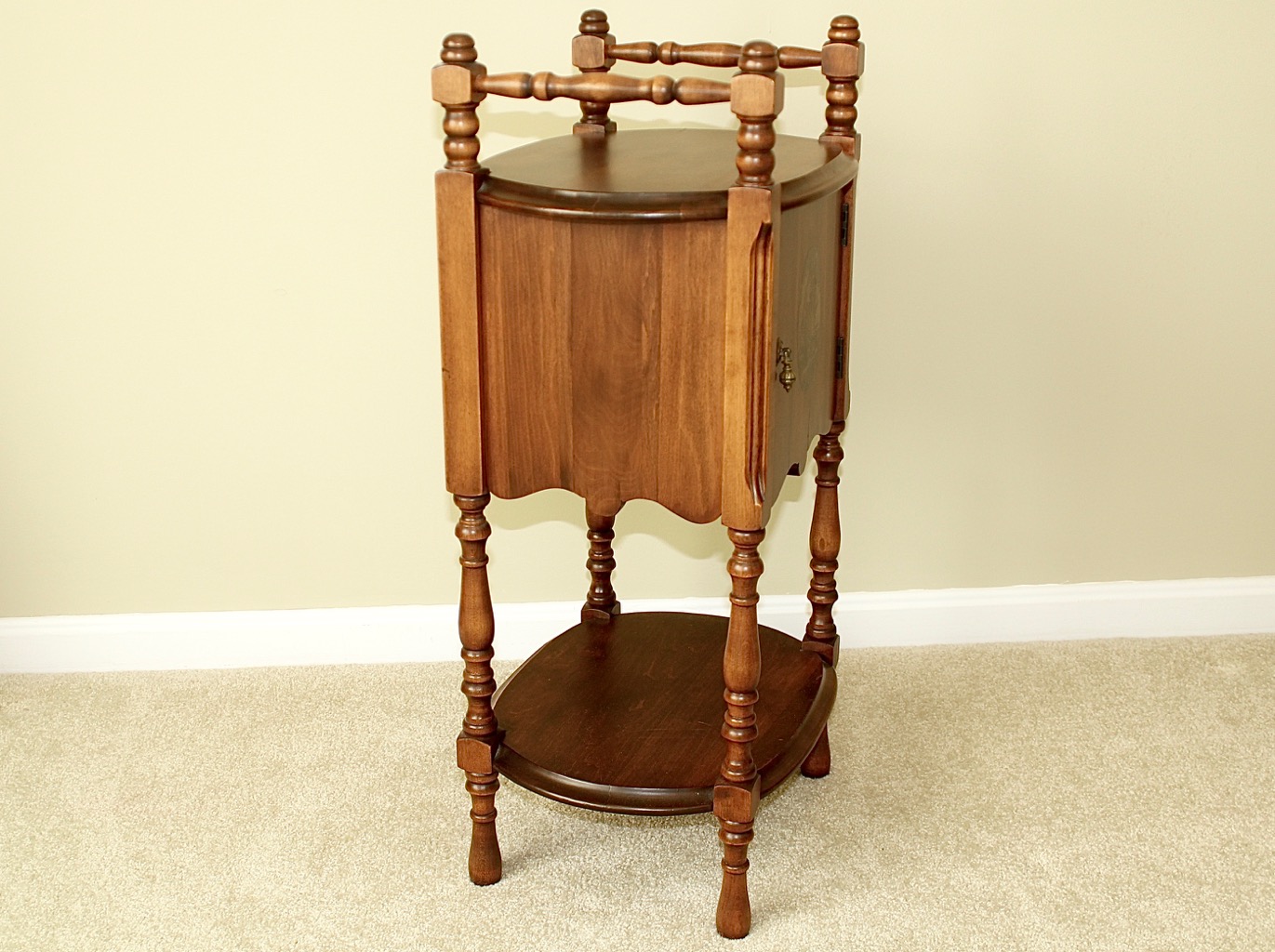 Vintage  Wood Humidor Cabinet with Spindle Frame