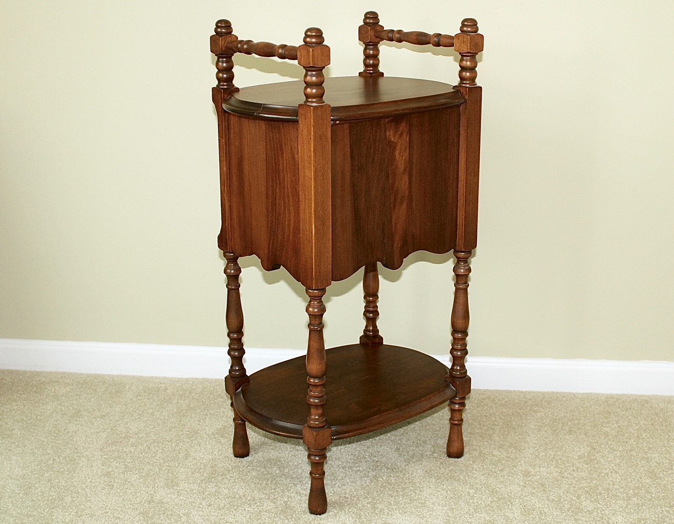 Vintage  Wood Humidor Cabinet with Spindle Frame