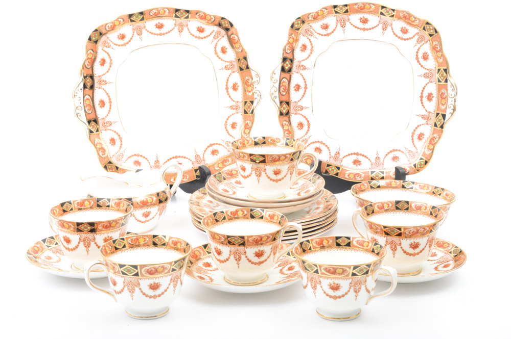 Royal Albert Crown China "Devon Black" Dinnerware