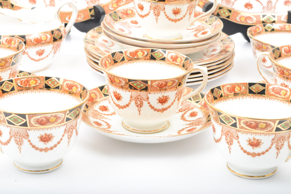 Royal Albert Crown China "Devon Black" Dinnerware