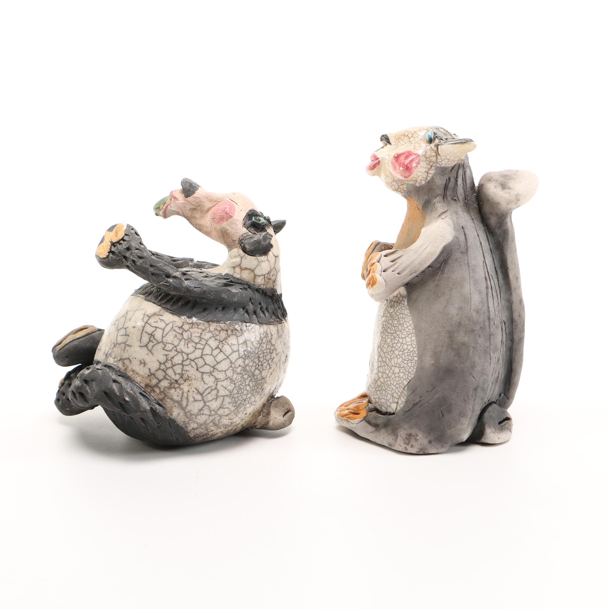 Chris Moses Art Pottery Animal  Whistle Figurines