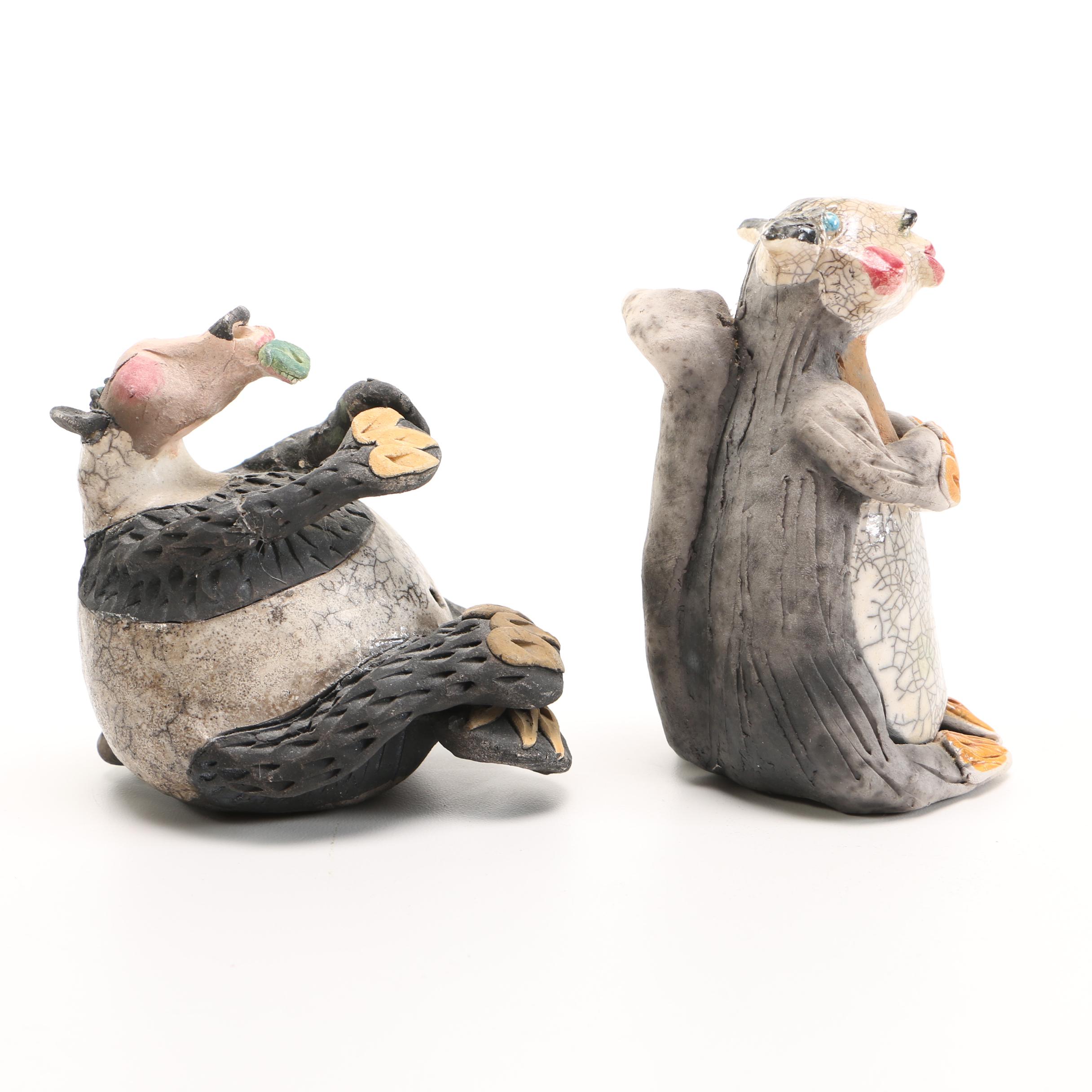 Chris Moses Art Pottery Animal  Whistle Figurines