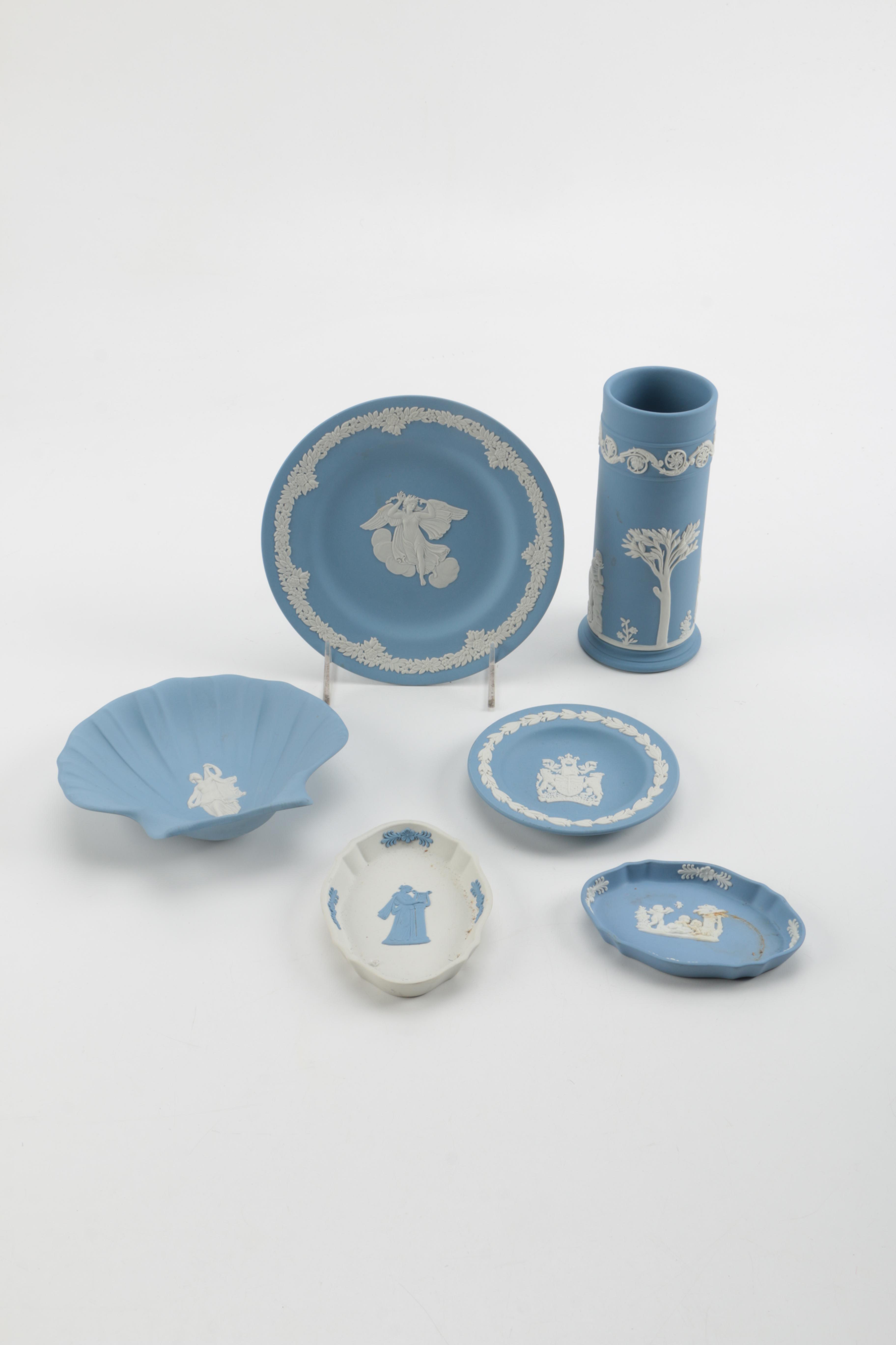 Wedgwood Blue Jasper Spill Vase and Others